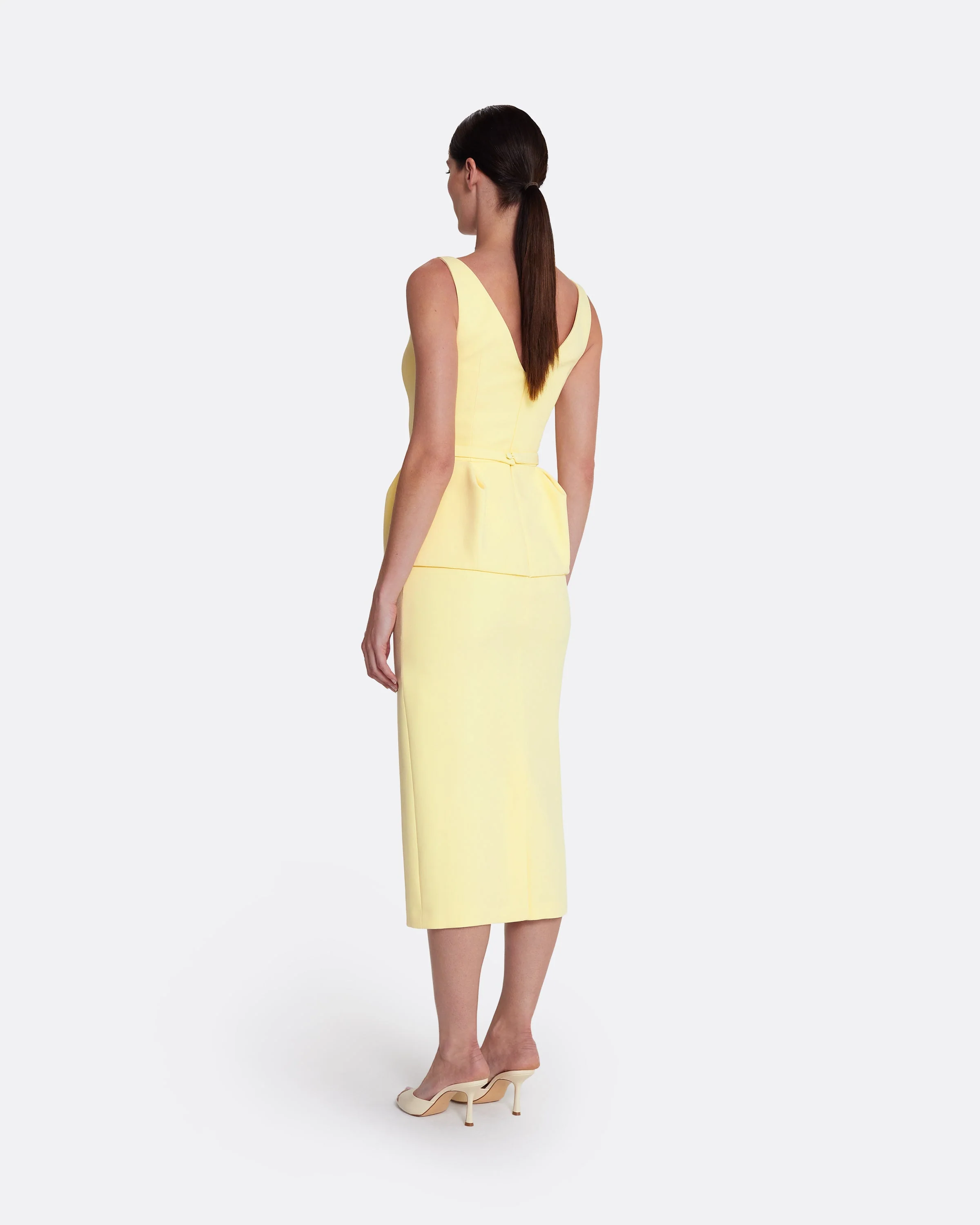 Flaminia Midi Dress Midi in Pale Yellow - Image 2