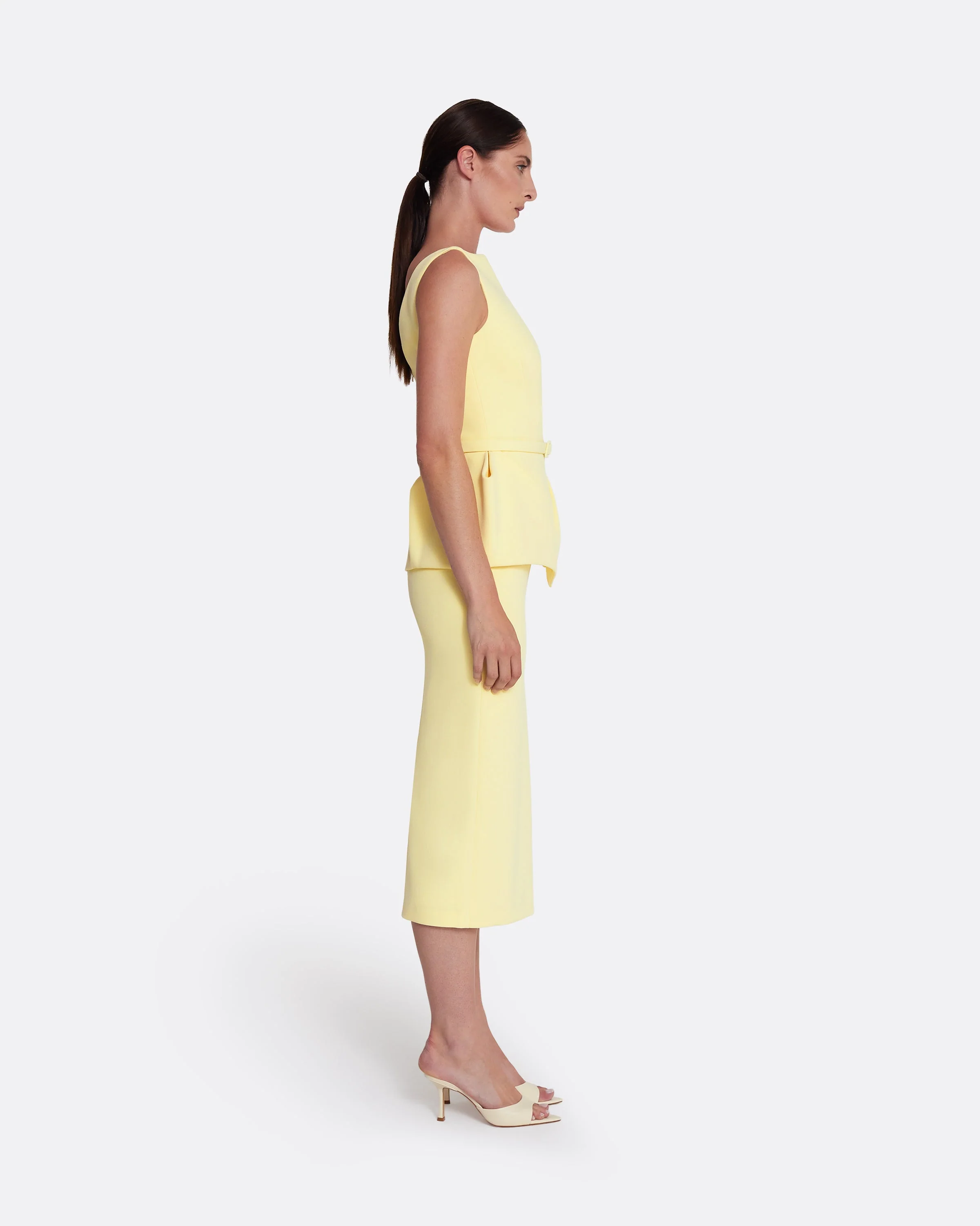 Flaminia Midi Dress Midi in Pale Yellow - Image 9