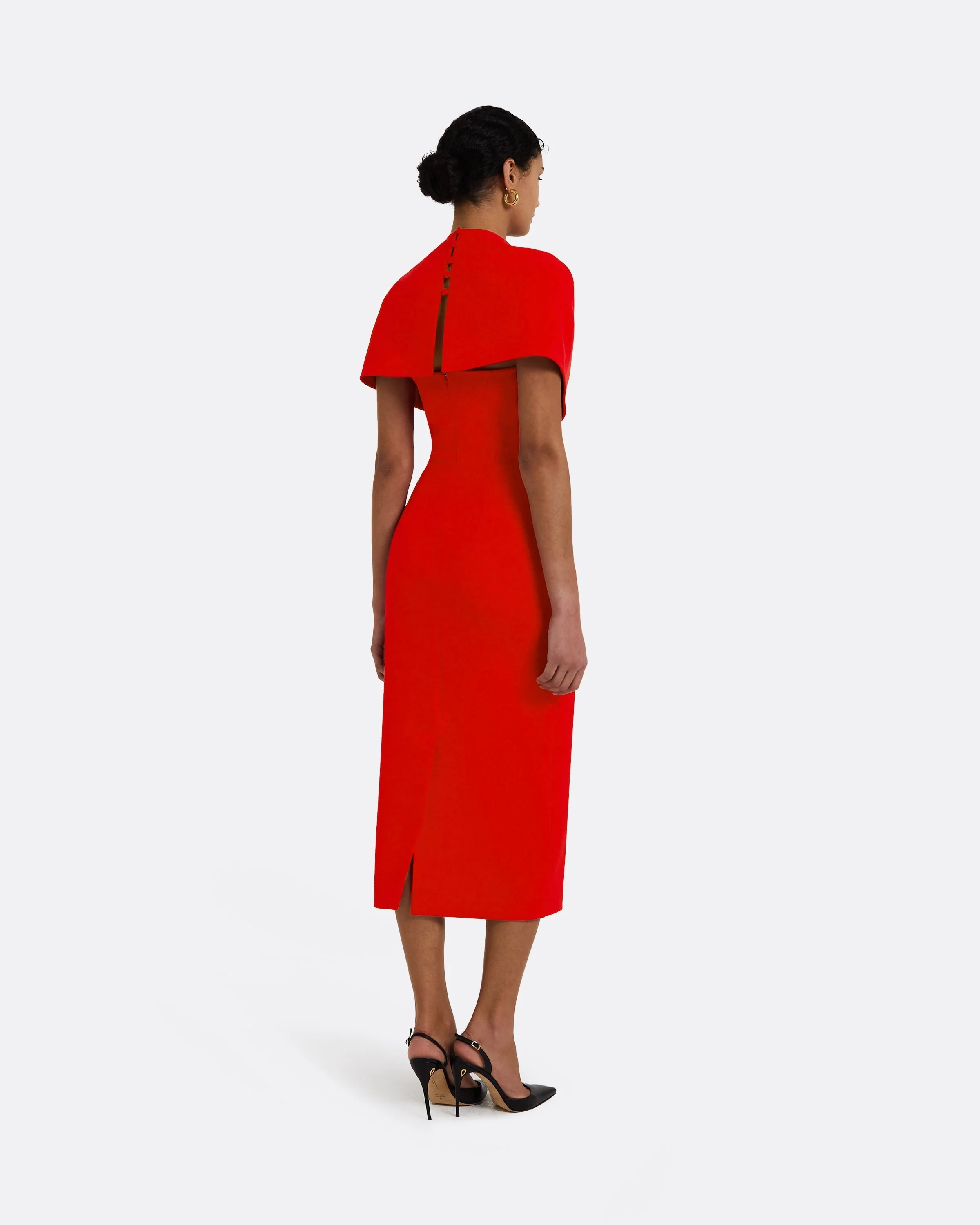 Flora Cherry Red Midi Dress - Image 7