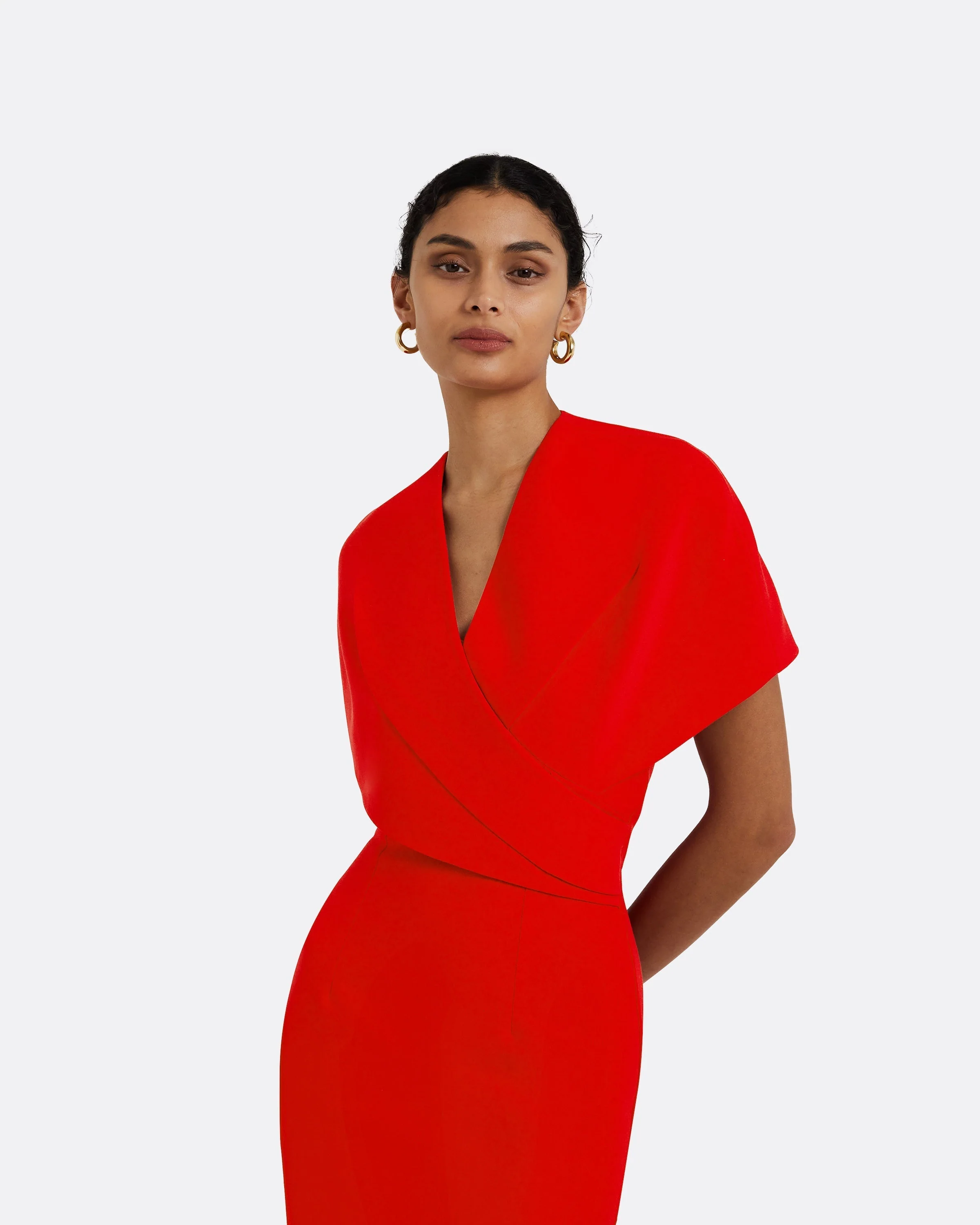 Flora Cherry Red Midi Dress - Image 8