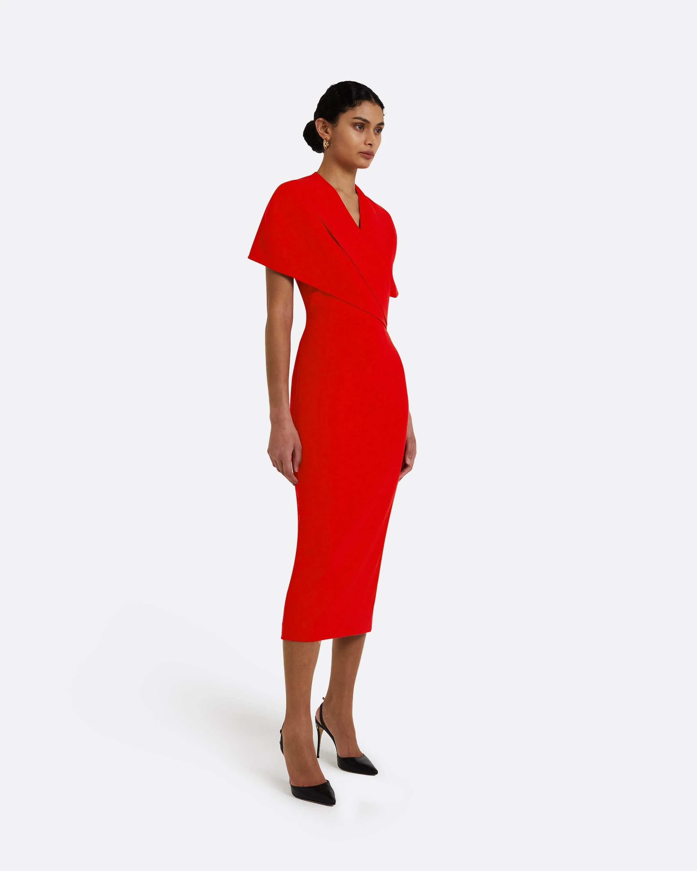 Flora Cherry Red Midi Dress - Image 9