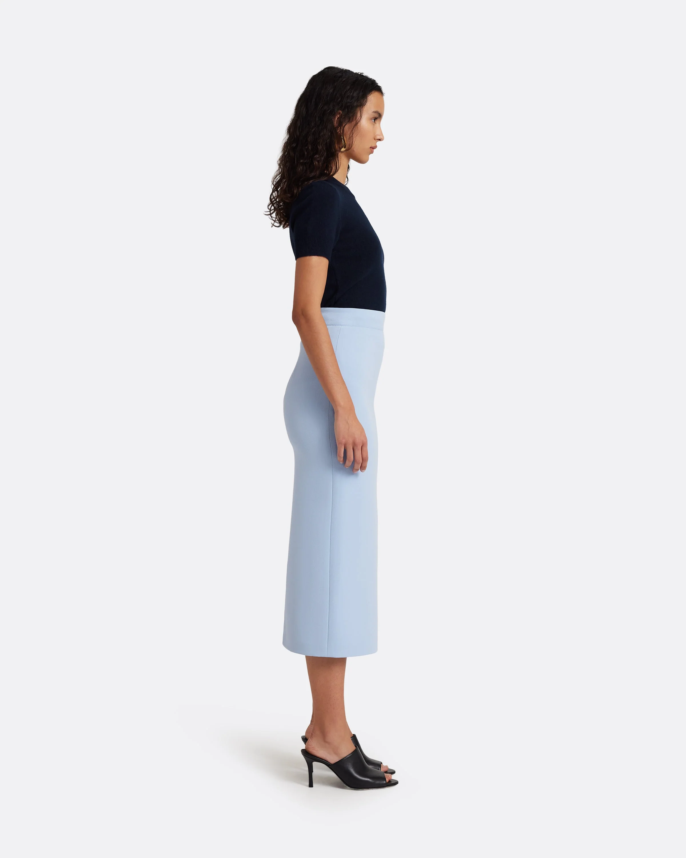 Georgie Skirt in Soft Sky with Crystal Buttons - Image 4