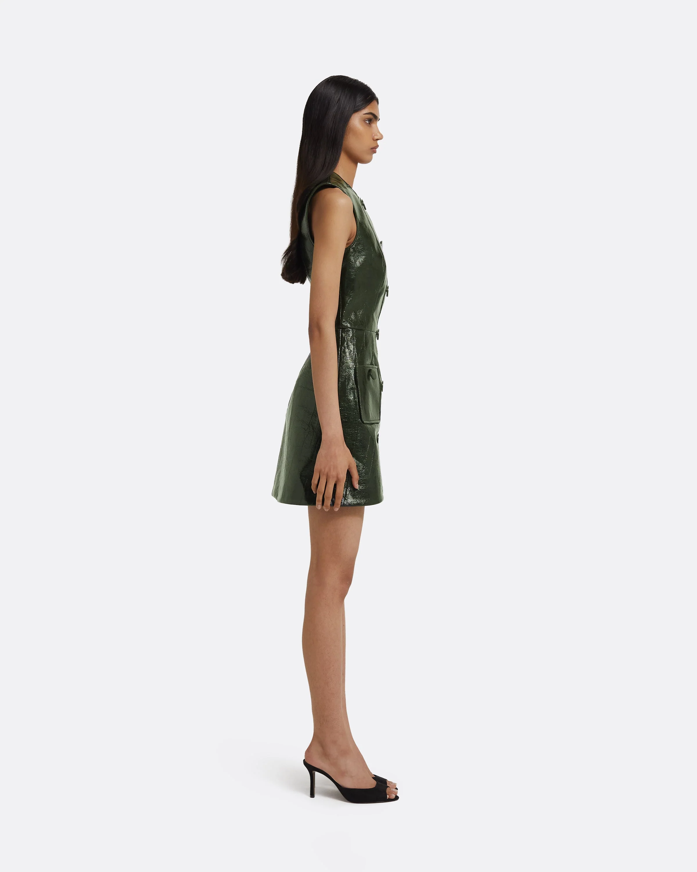 Hunter Mini Dress in Collard Green - Image 4