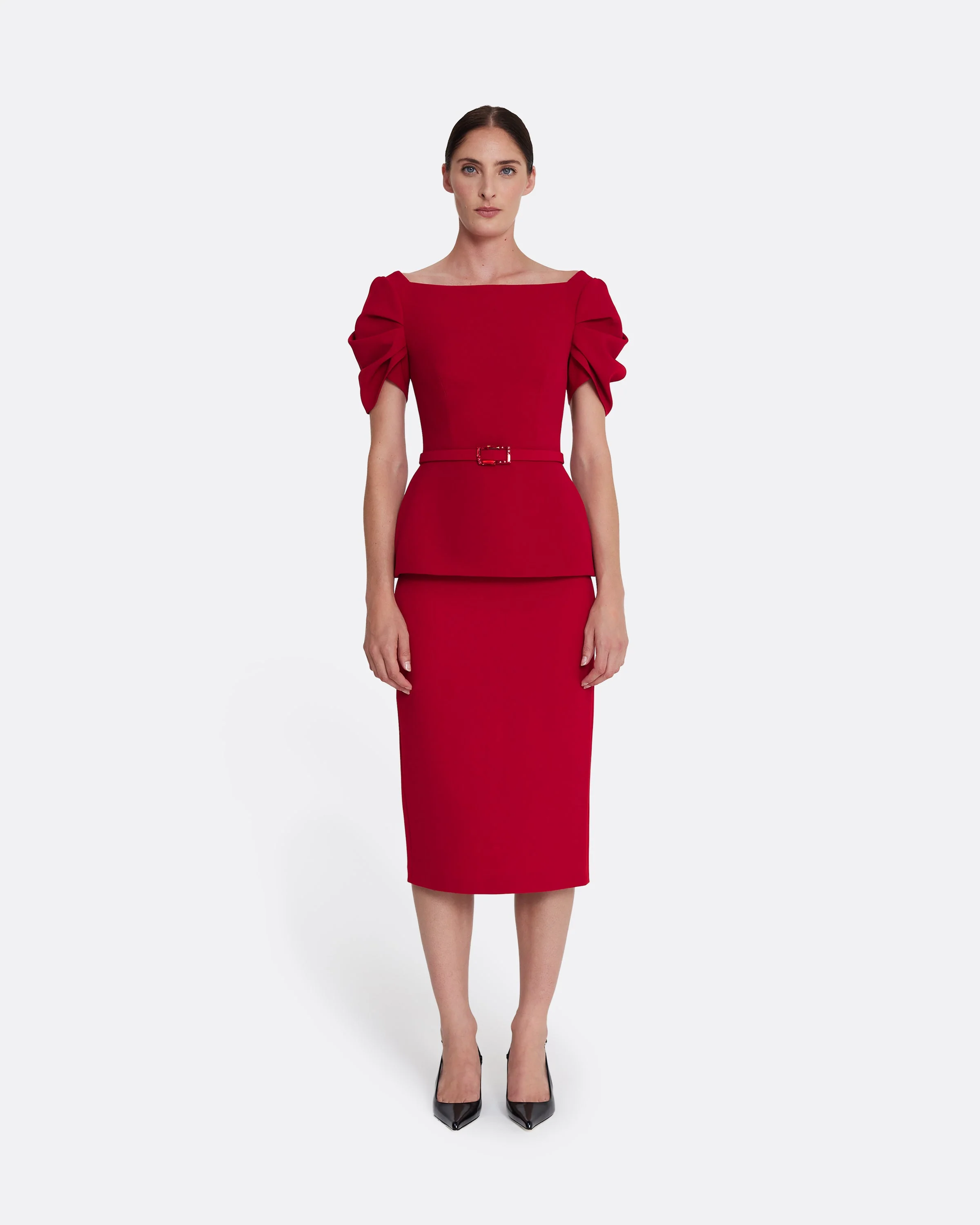 Ivana Top & Bertha Belt in Azalea Red with Multi-reds - Image 2