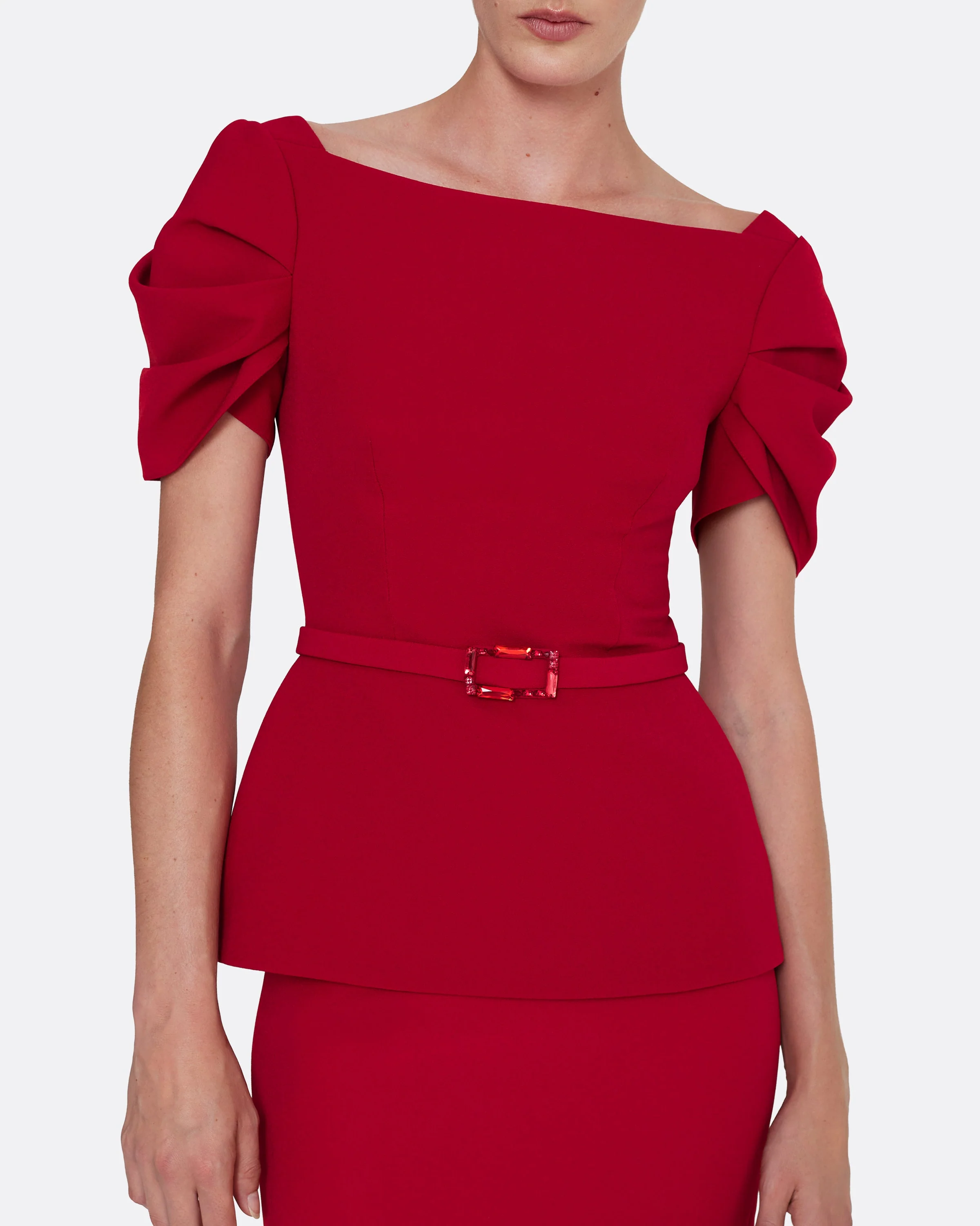 Ivana Top & Bertha Belt in Azalea Red with Multi-reds - Image 4