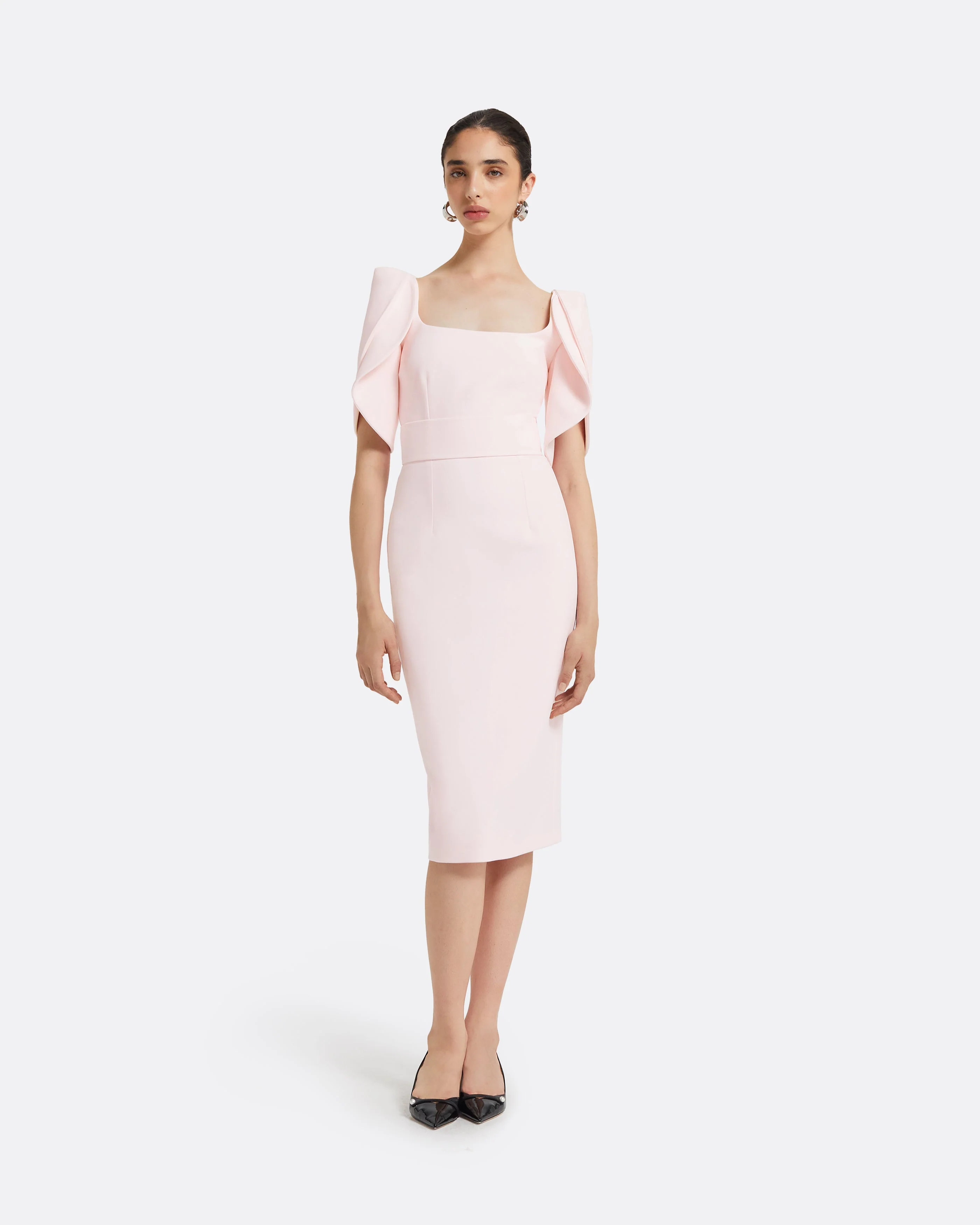 Joan Barely Pink Midi Dress - Image 11