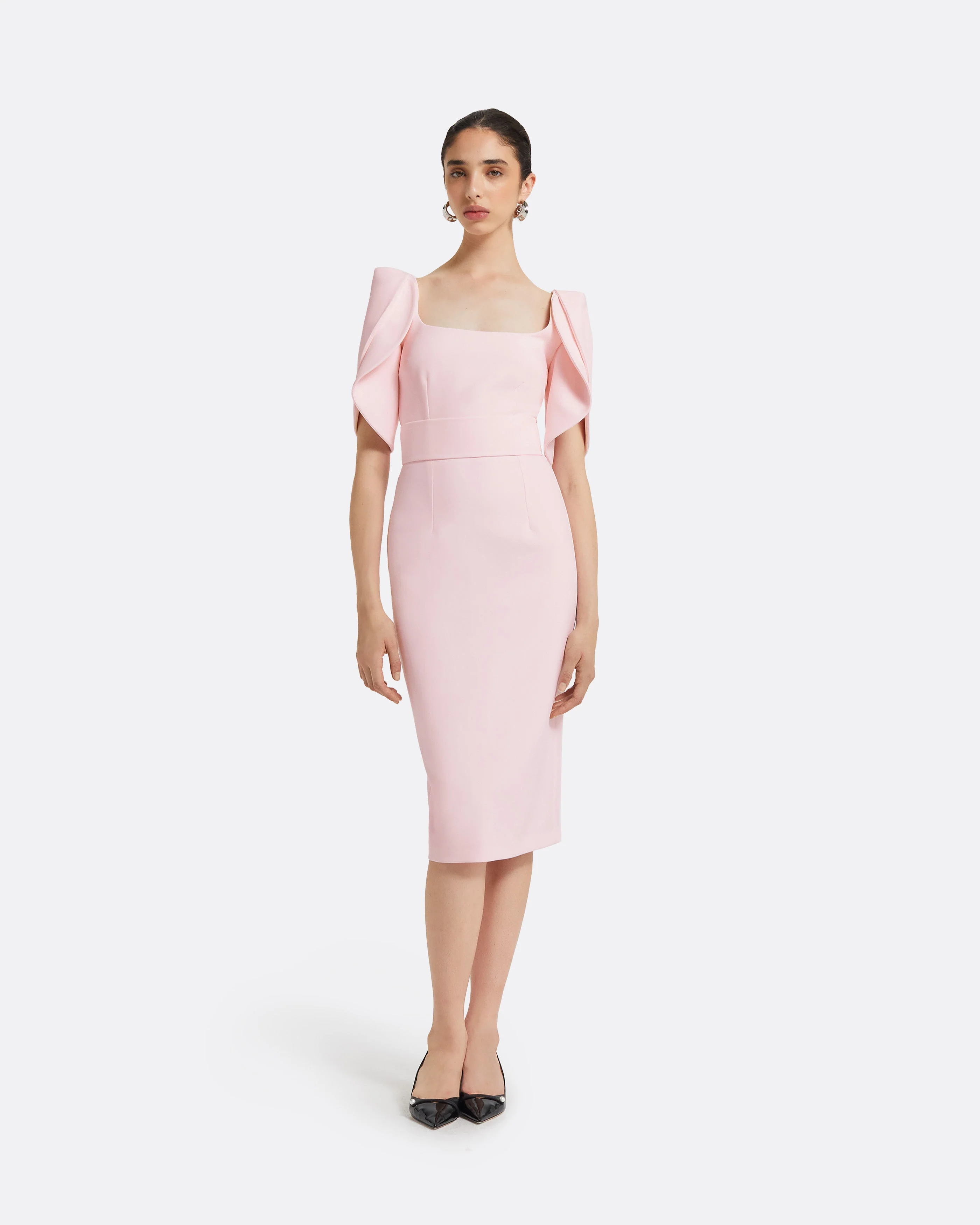 Joan Barely Pink Midi Dress - Image 16
