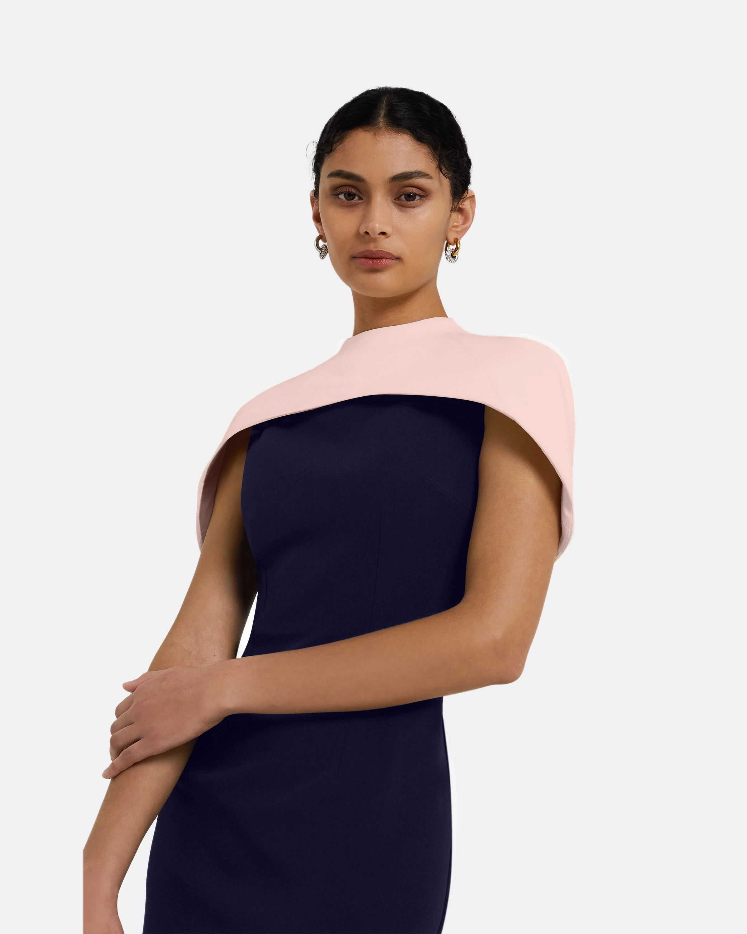 Kalika Long Dress in Azurite & Pale Pink - Image 3