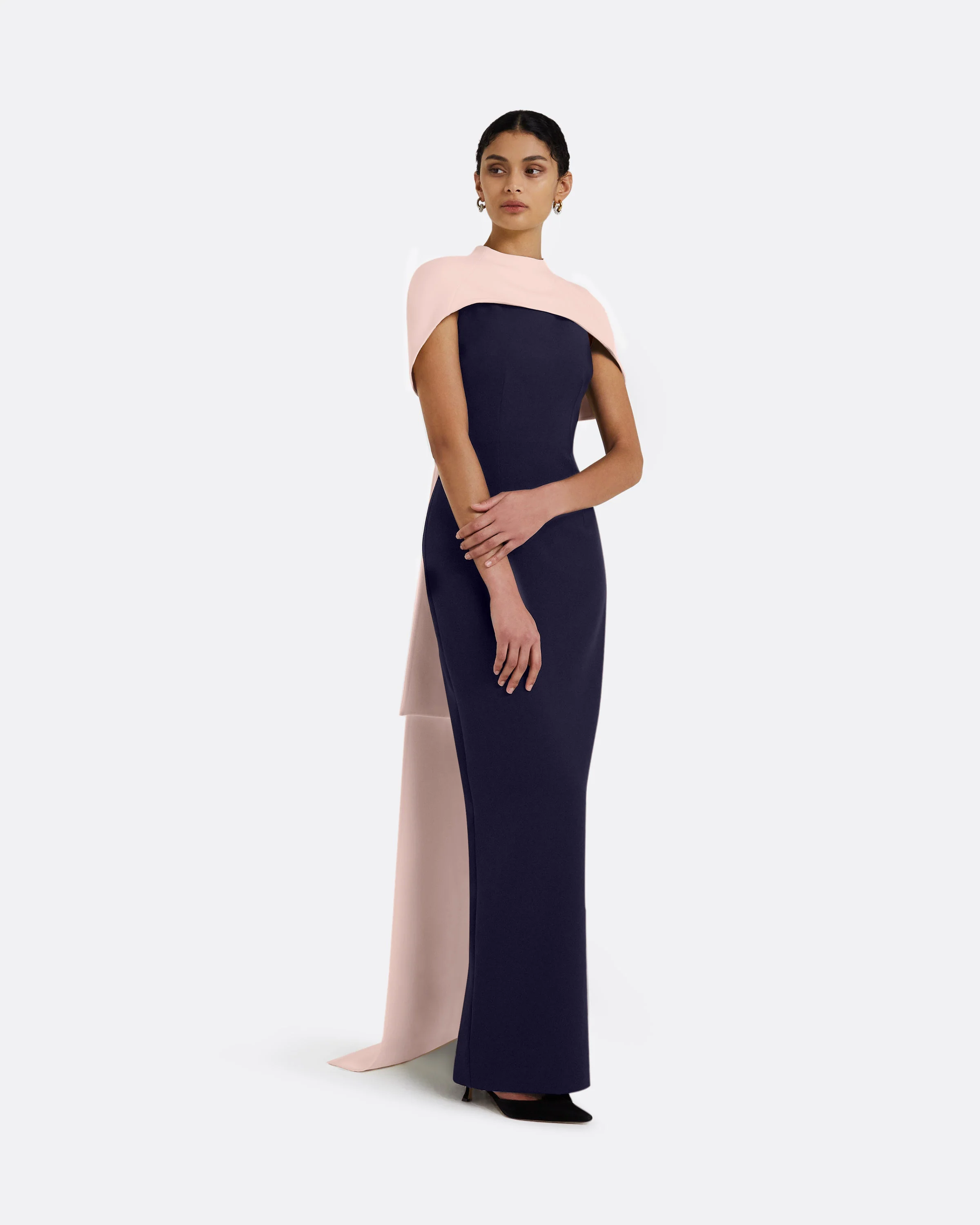 Kalika Long Dress in Azurite & Pale Pink - Image 4