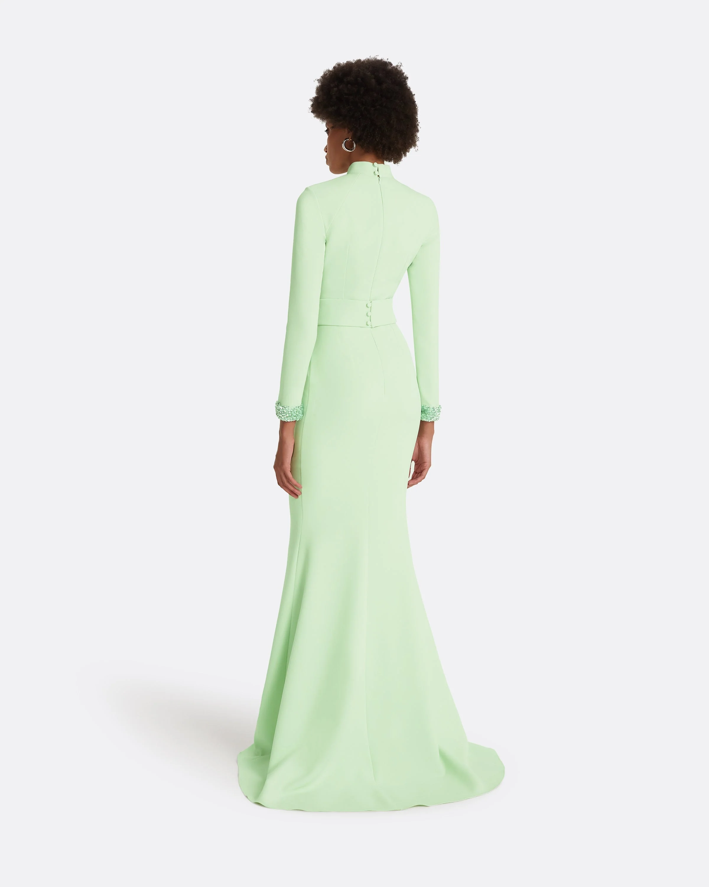 Kamala Aloe & Curled Leaf Embroidery Long Dress - Image 2