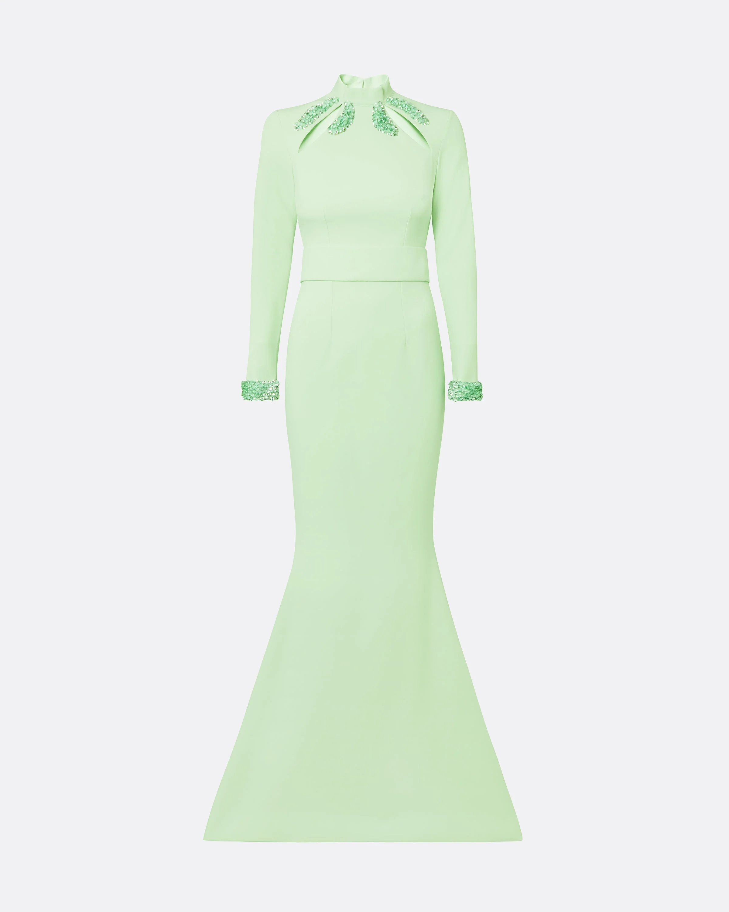 Kamala Aloe & Curled Leaf Embroidery Long Dress - Image 5