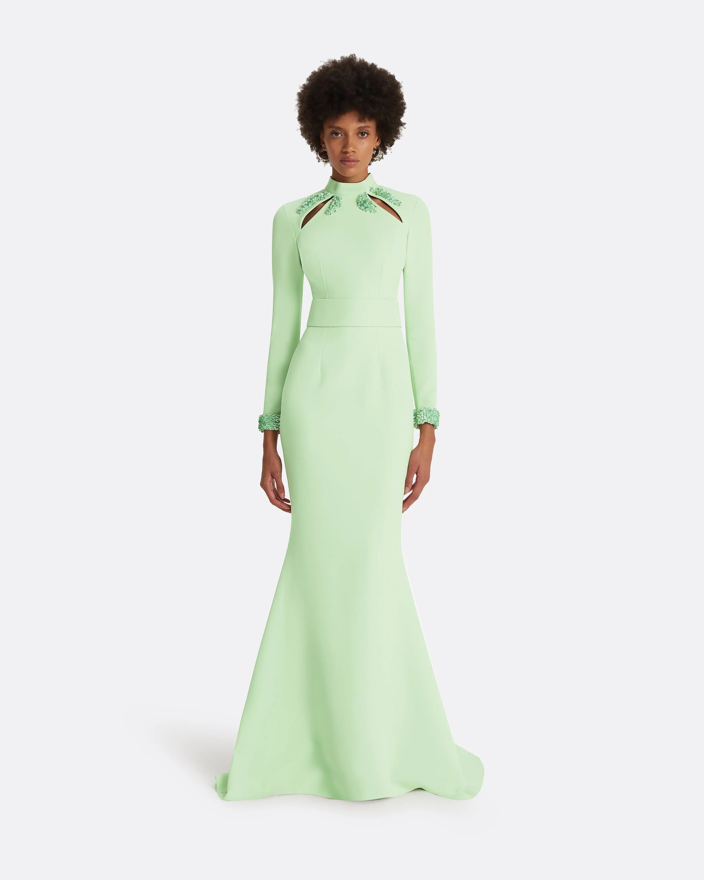 Kamala Aloe & Curled Leaf Embroidery Long Dress - Image 6