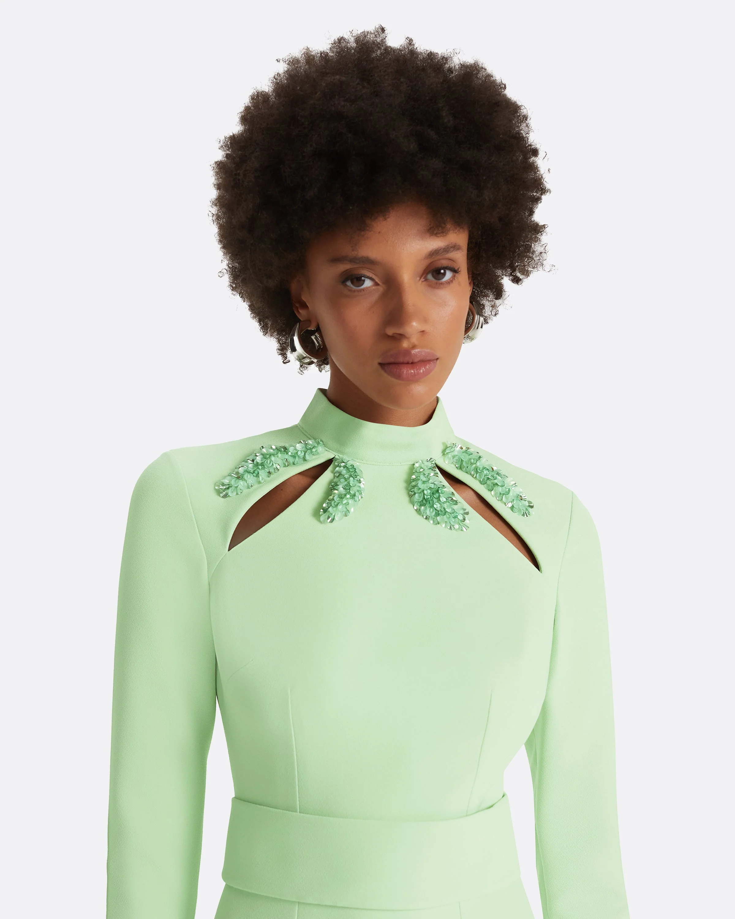 Kamala Aloe & Curled Leaf Embroidery Long Dress - Image 8