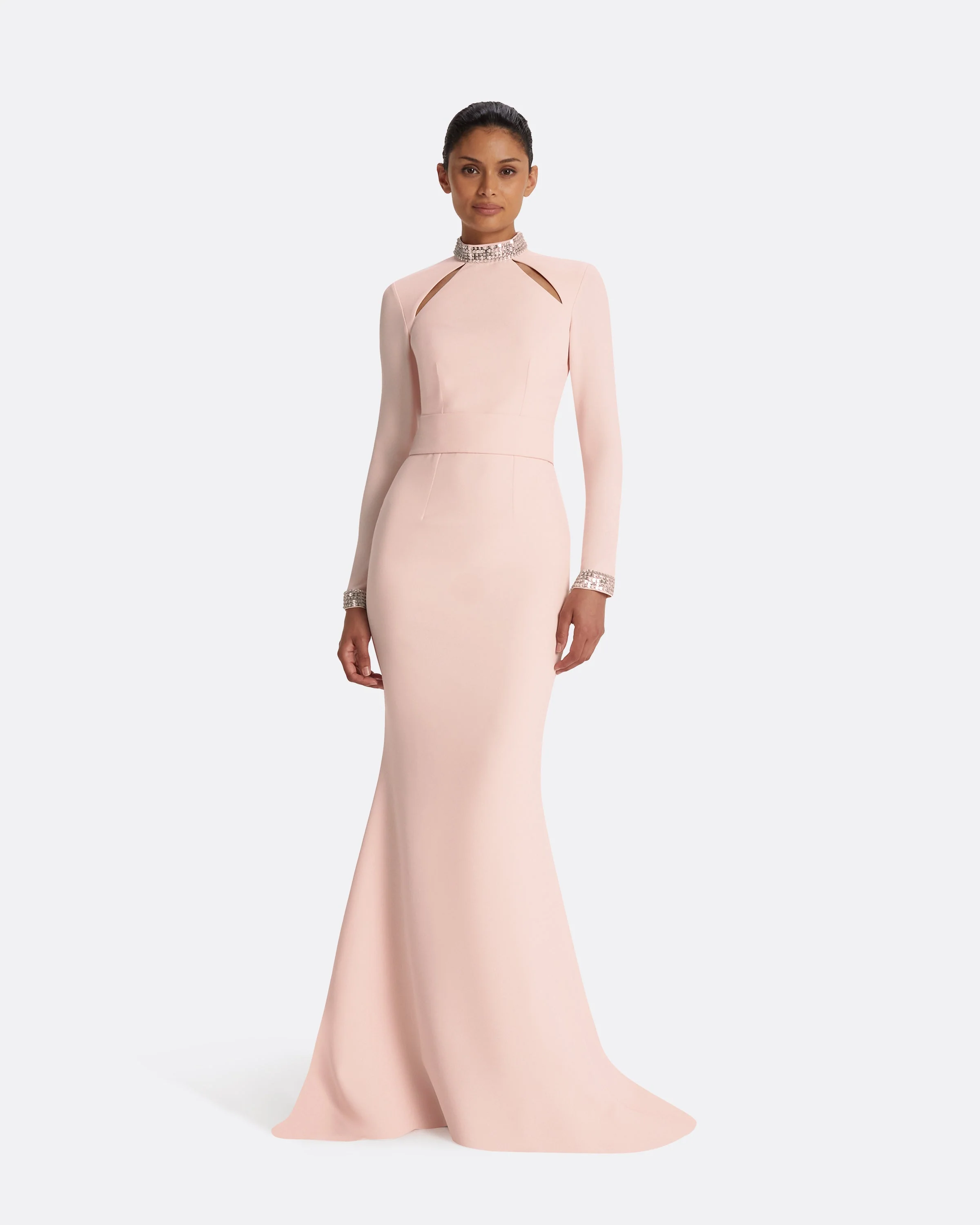 Kamala Pale Pink & Mirror Disc Embroidery Long Dress - Image 5