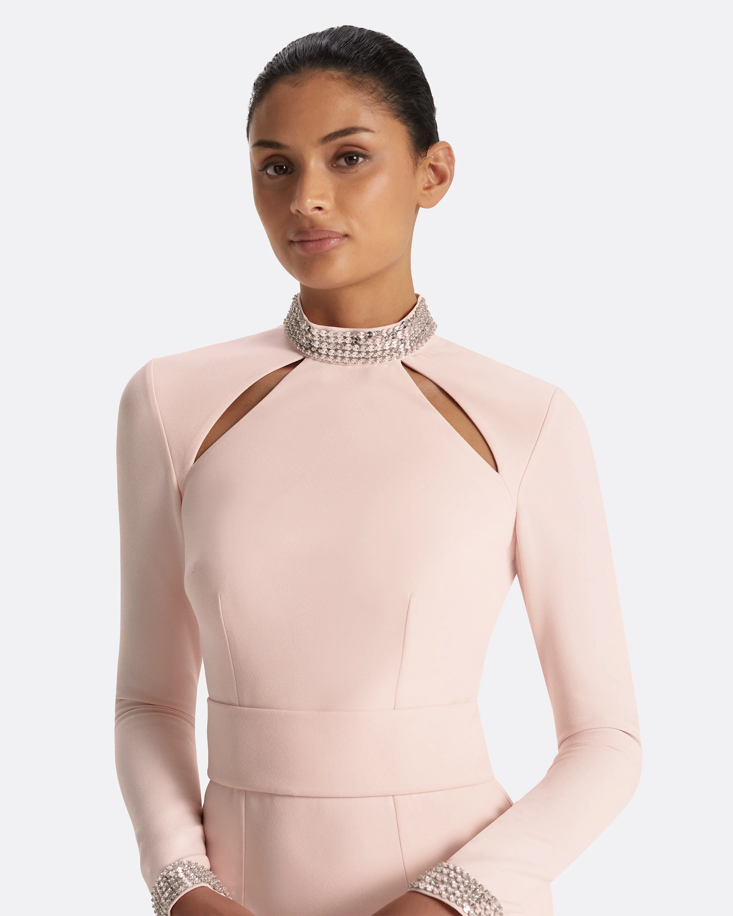 Kamala Pale Pink & Mirror Disc Embroidery Long Dress - Image 7