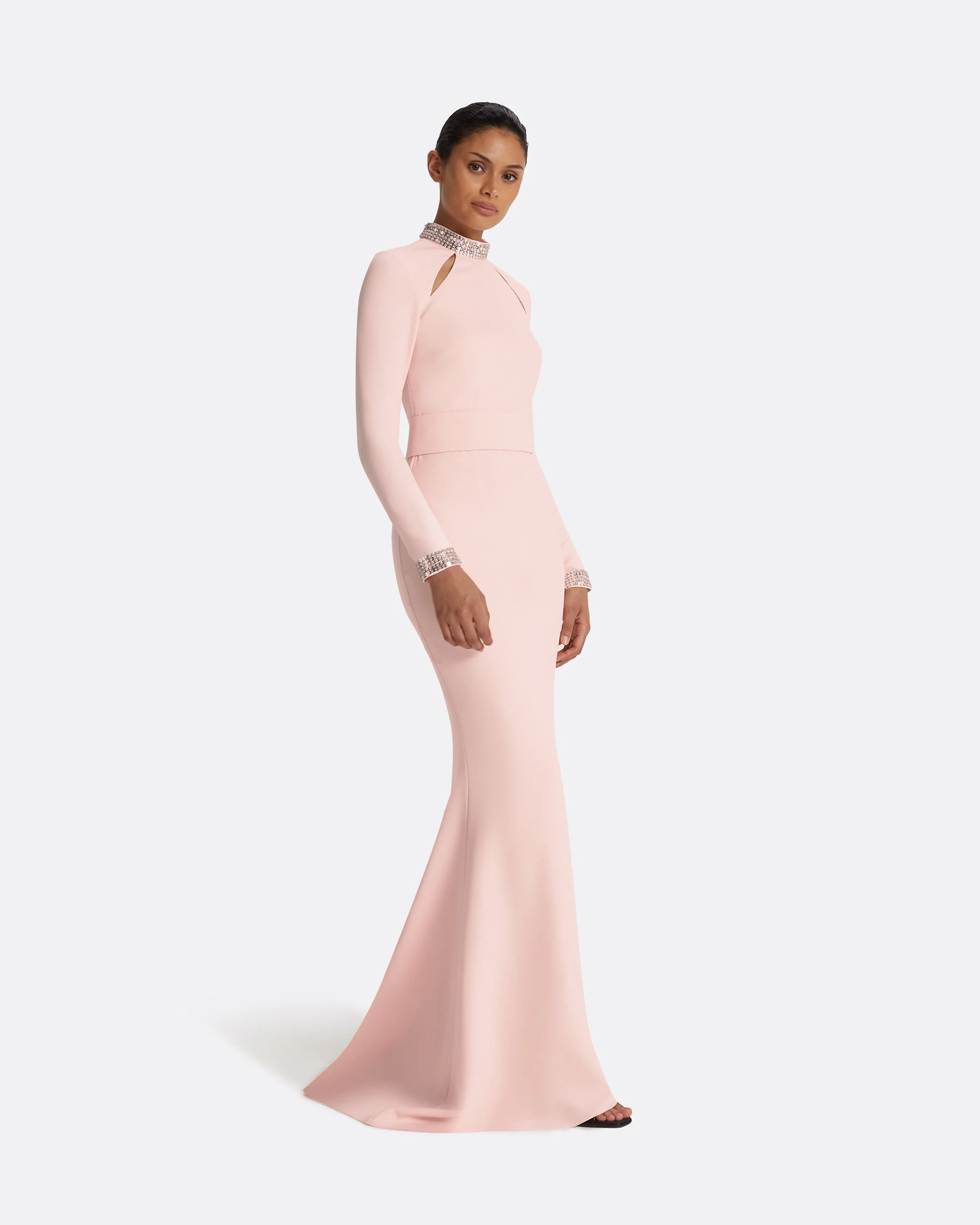 Kamala Pale Pink & Mirror Disc Embroidery Long Dress - Image 8