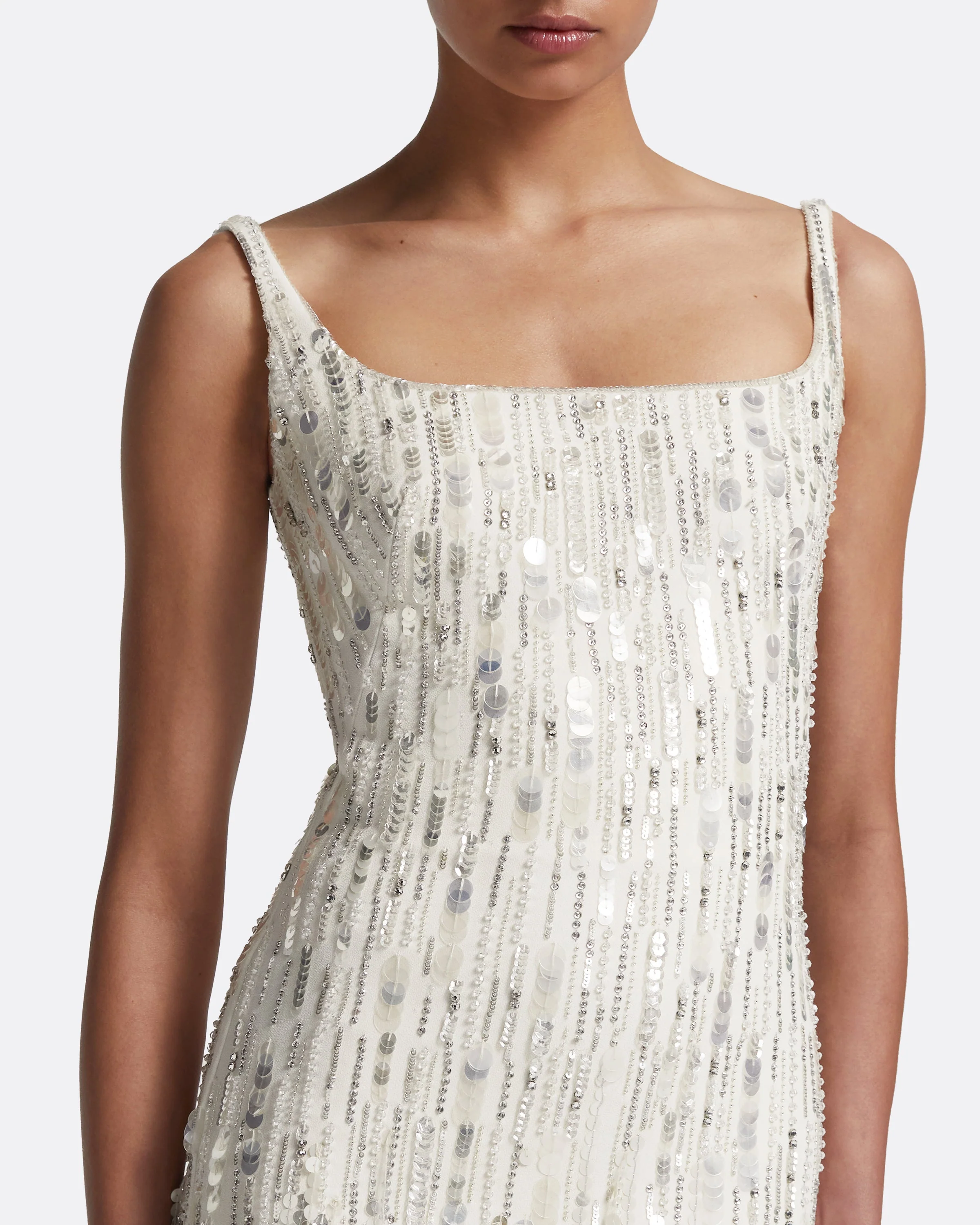 Kristena Long Dress in Ivory with Crystal Embellishment - Image 3