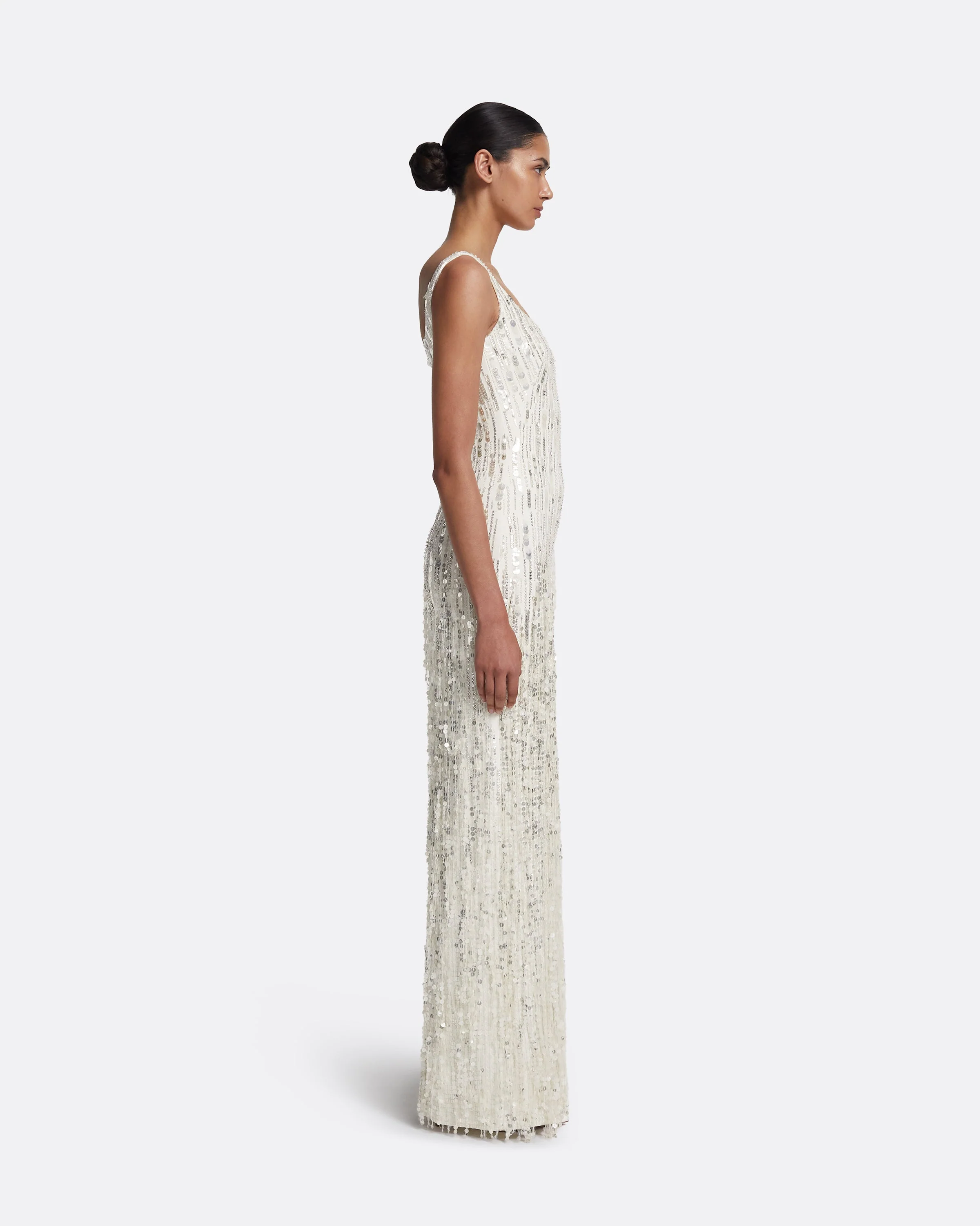 Kristena Long Dress in Ivory with Crystal Embellishment - Image 4
