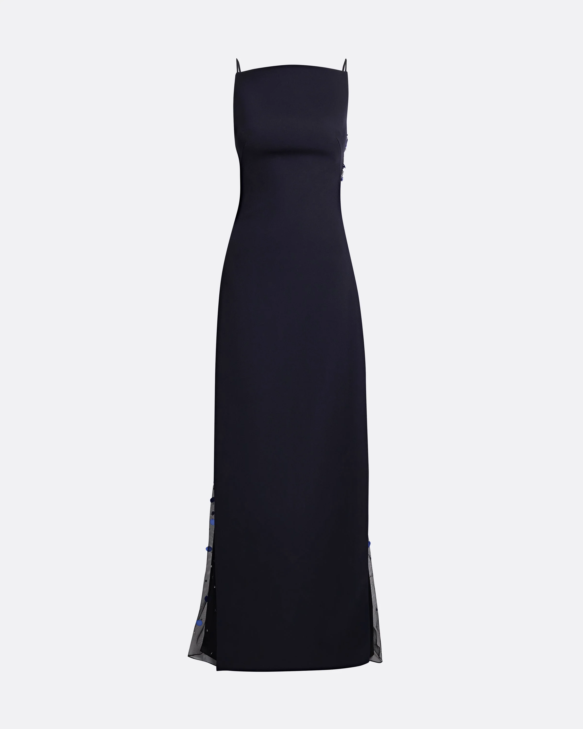 Leah Long Dress in Midnight Navy with Multi-Blues Embellishments - Image 10