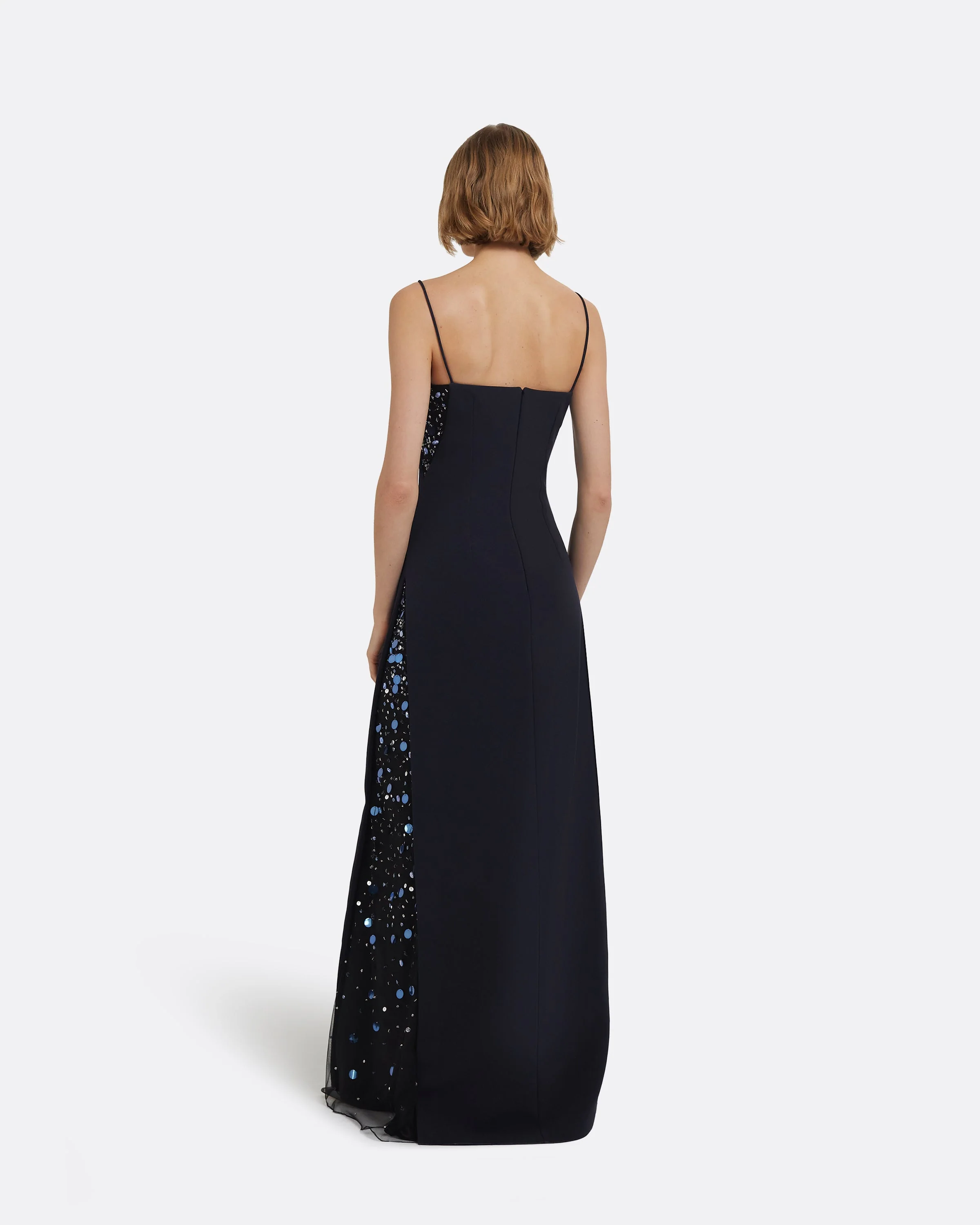 Leah Long Dress in Midnight Navy with Multi-Blues Embellishments - Image 2