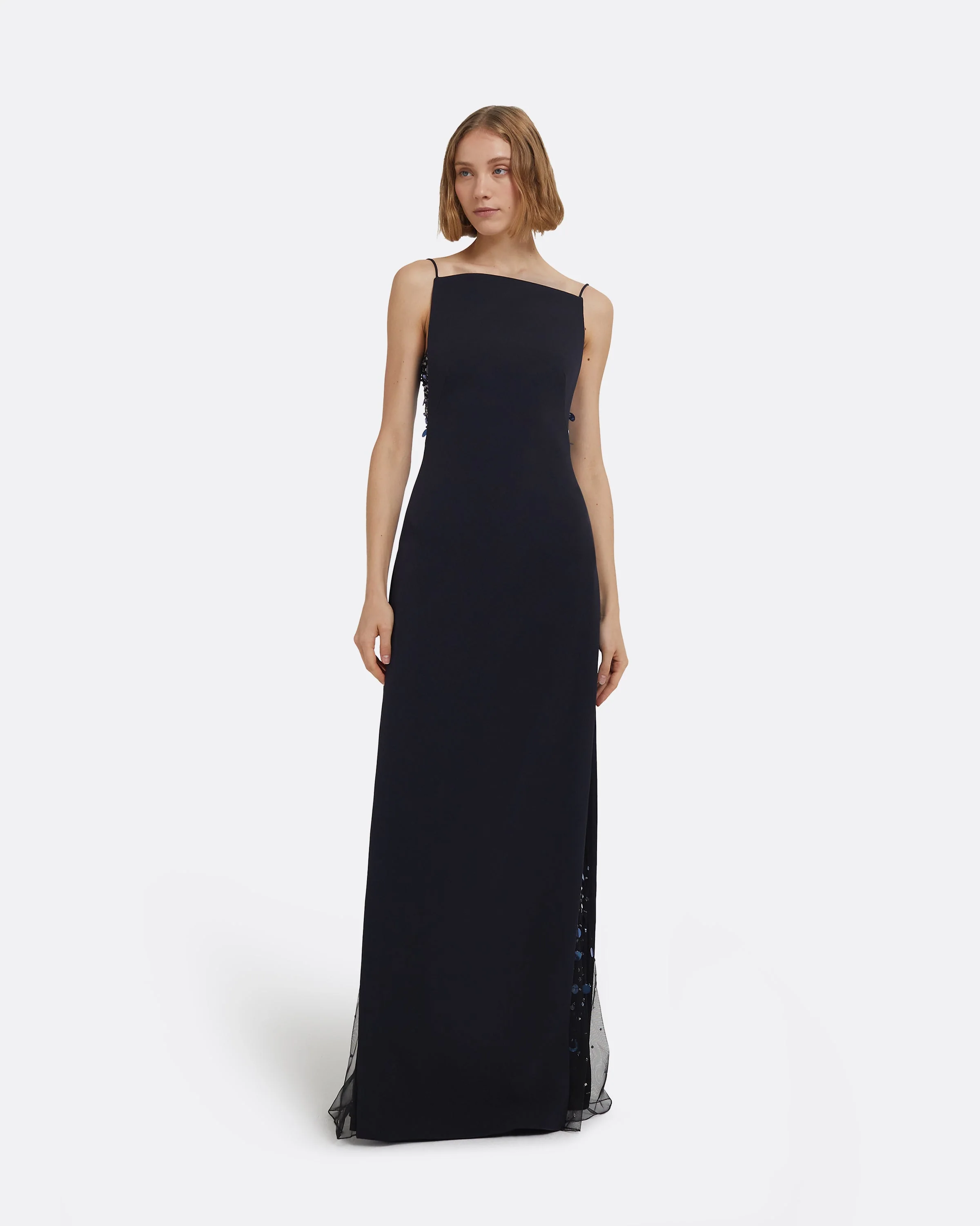 Leah Long Dress in Midnight Navy with Multi-Blues Embellishments - Image 6