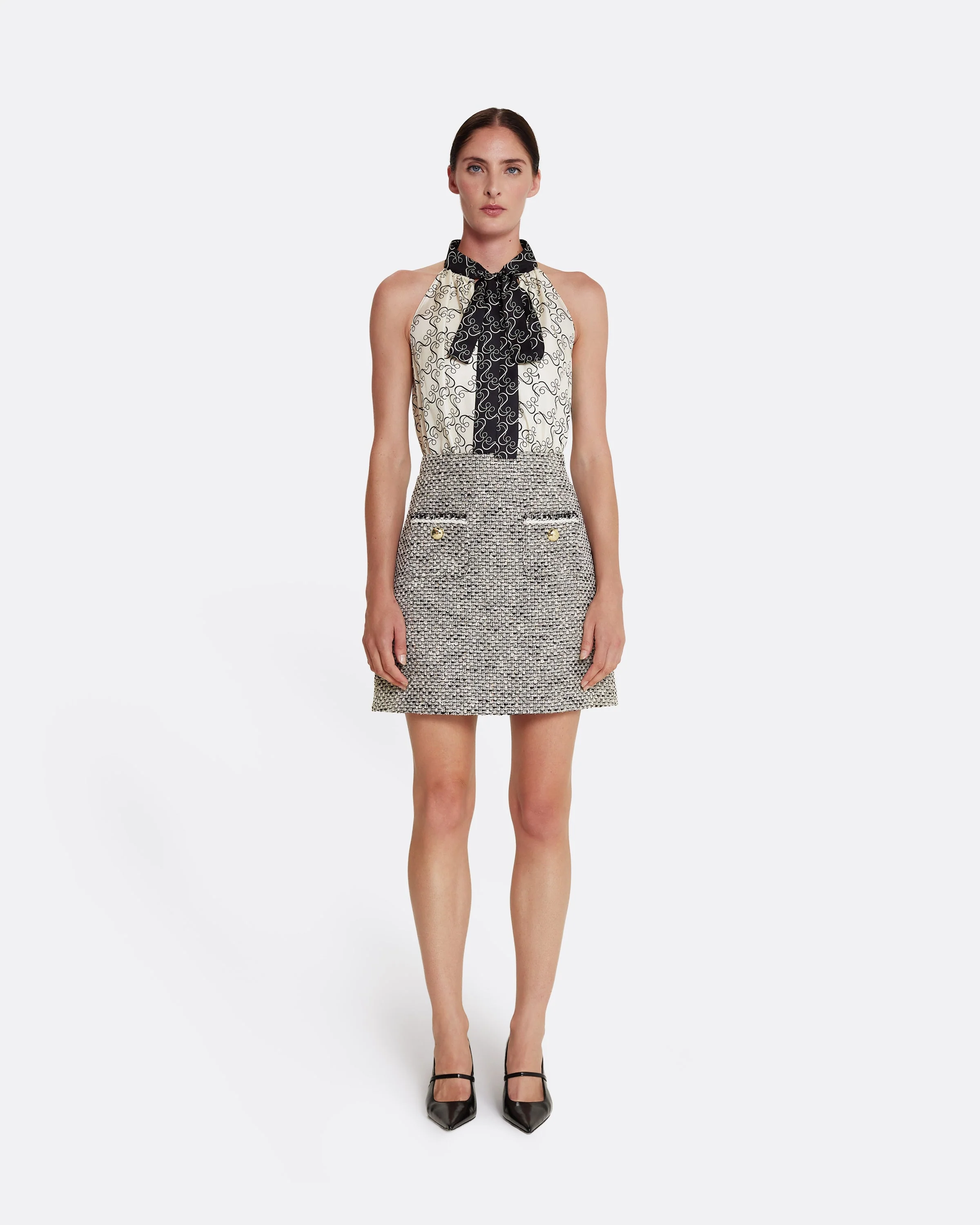 Letizia Top in Black on Ecru - Image 14