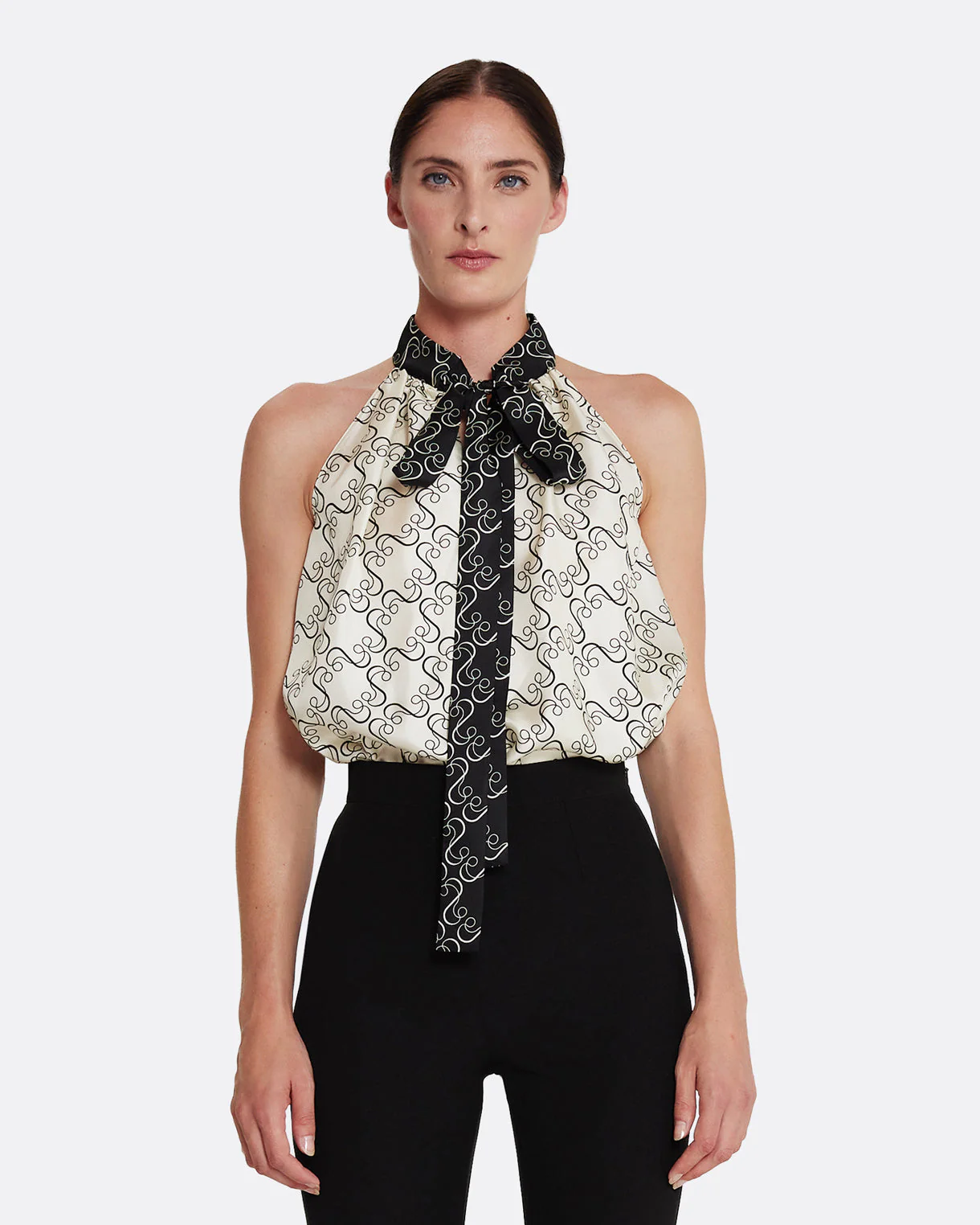 Letizia Top in Black on Ecru - Image 9
