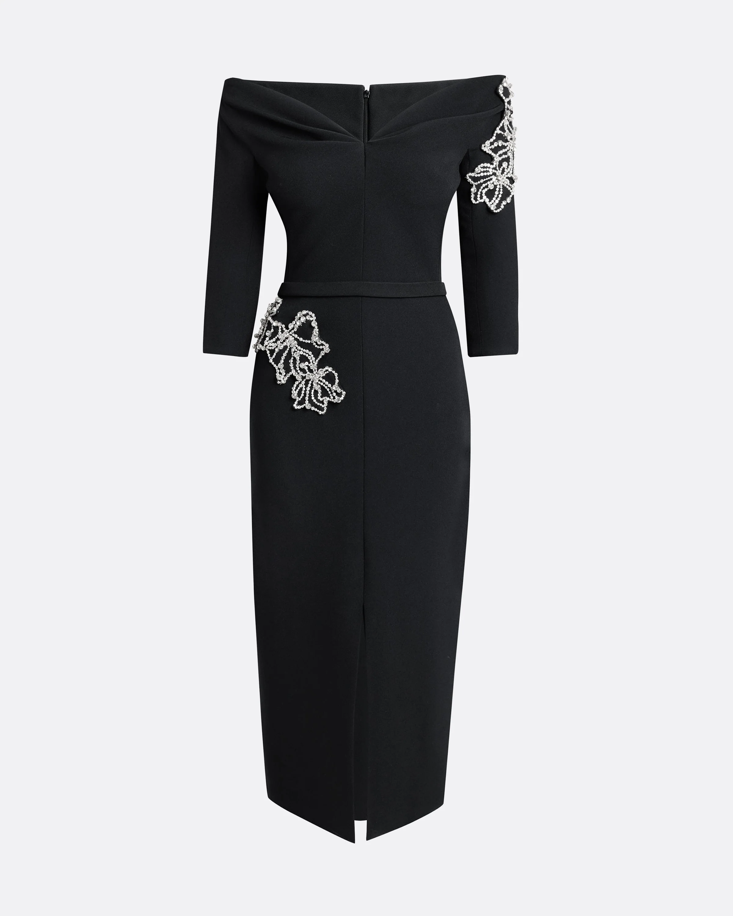 Linda Midi Dress in Black with Crystal Embellishments - Image 5