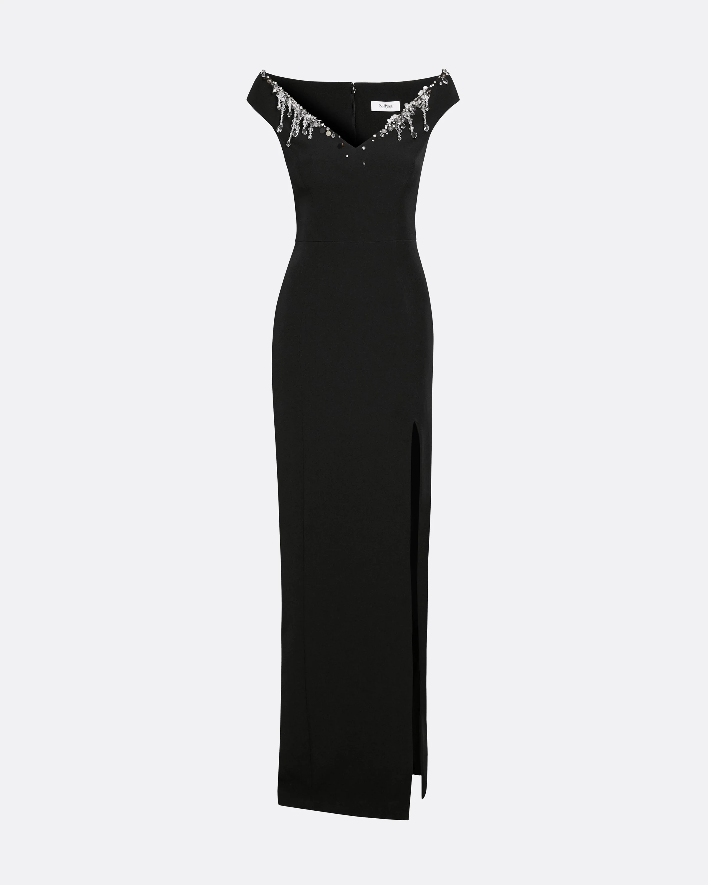 Lucrezia Long Dress in Black with Smoke/crystal - Image 10
