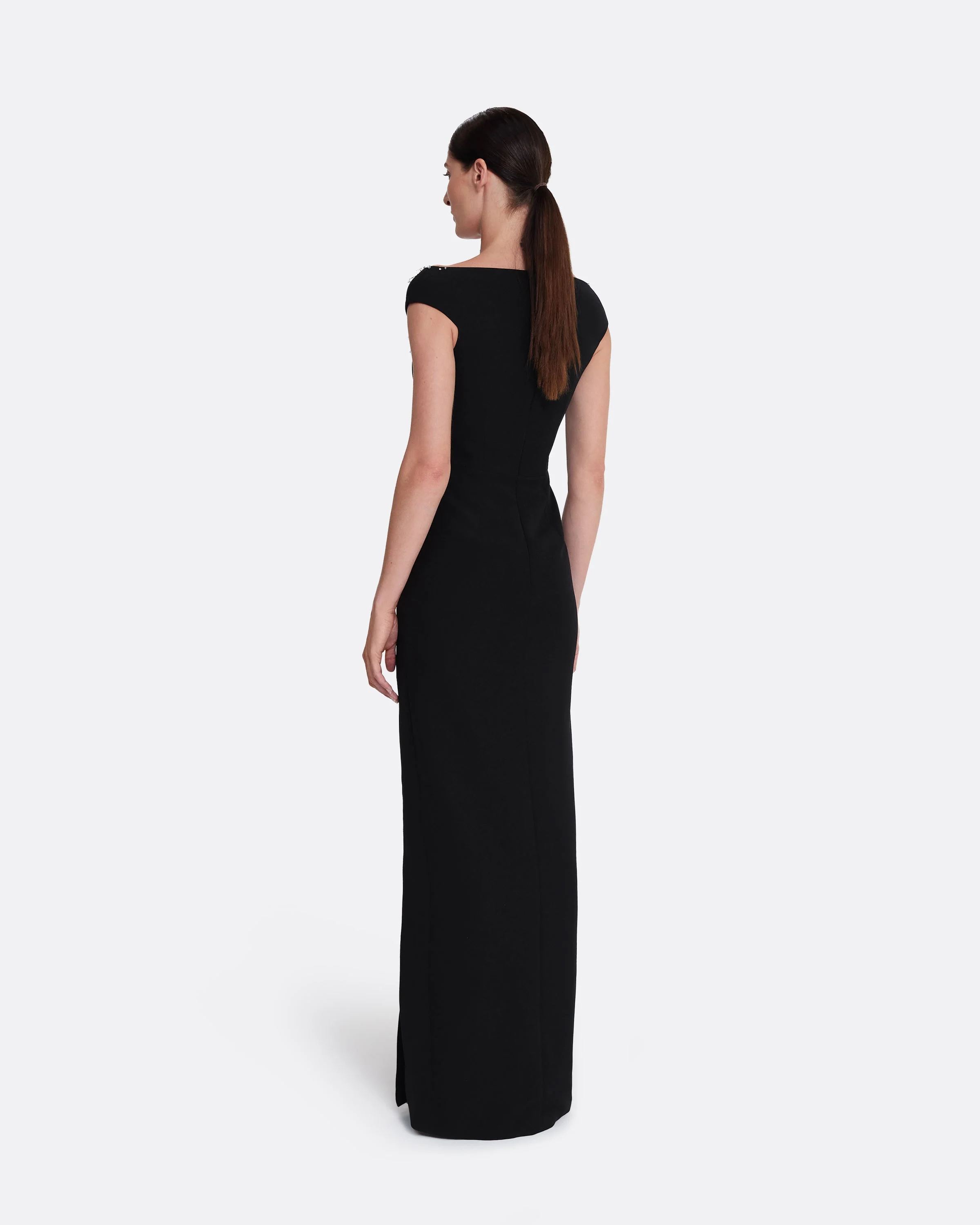 Lucrezia Long Dress in Black with Smoke/crystal - Image 2