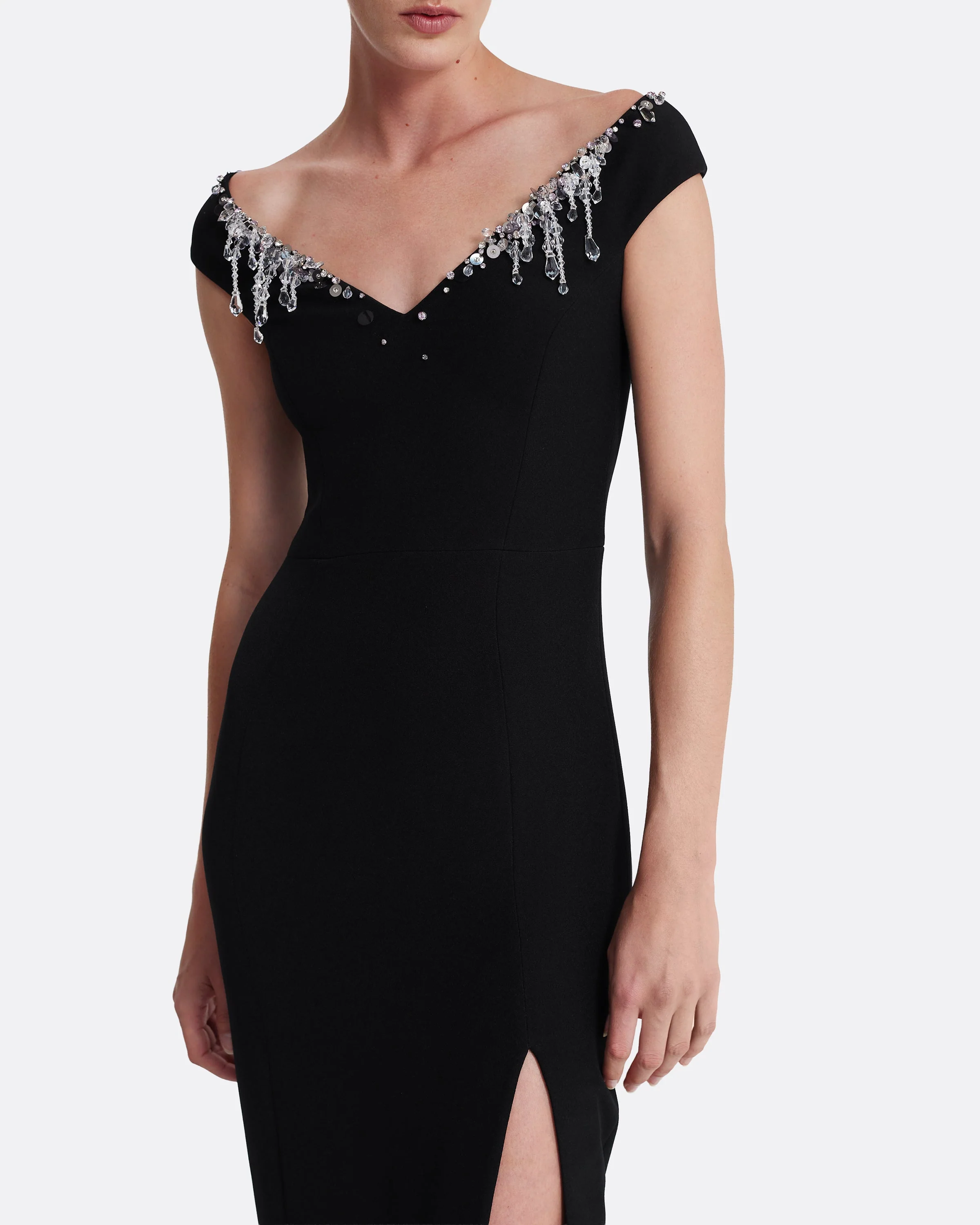 Lucrezia Long Dress in Black with Smoke/crystal - Image 8