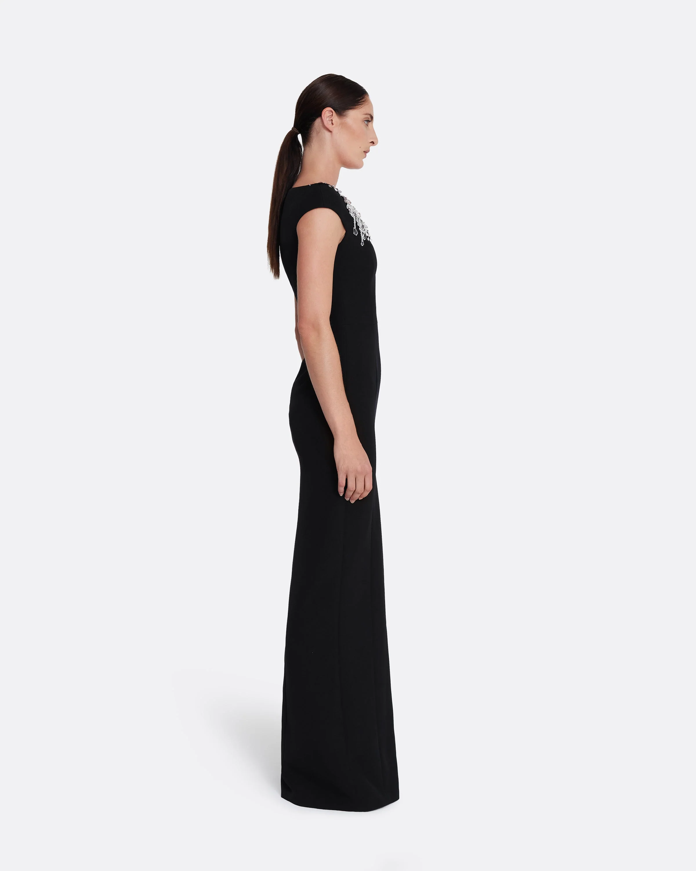 Lucrezia Long Dress in Black with Smoke/crystal - Image 9