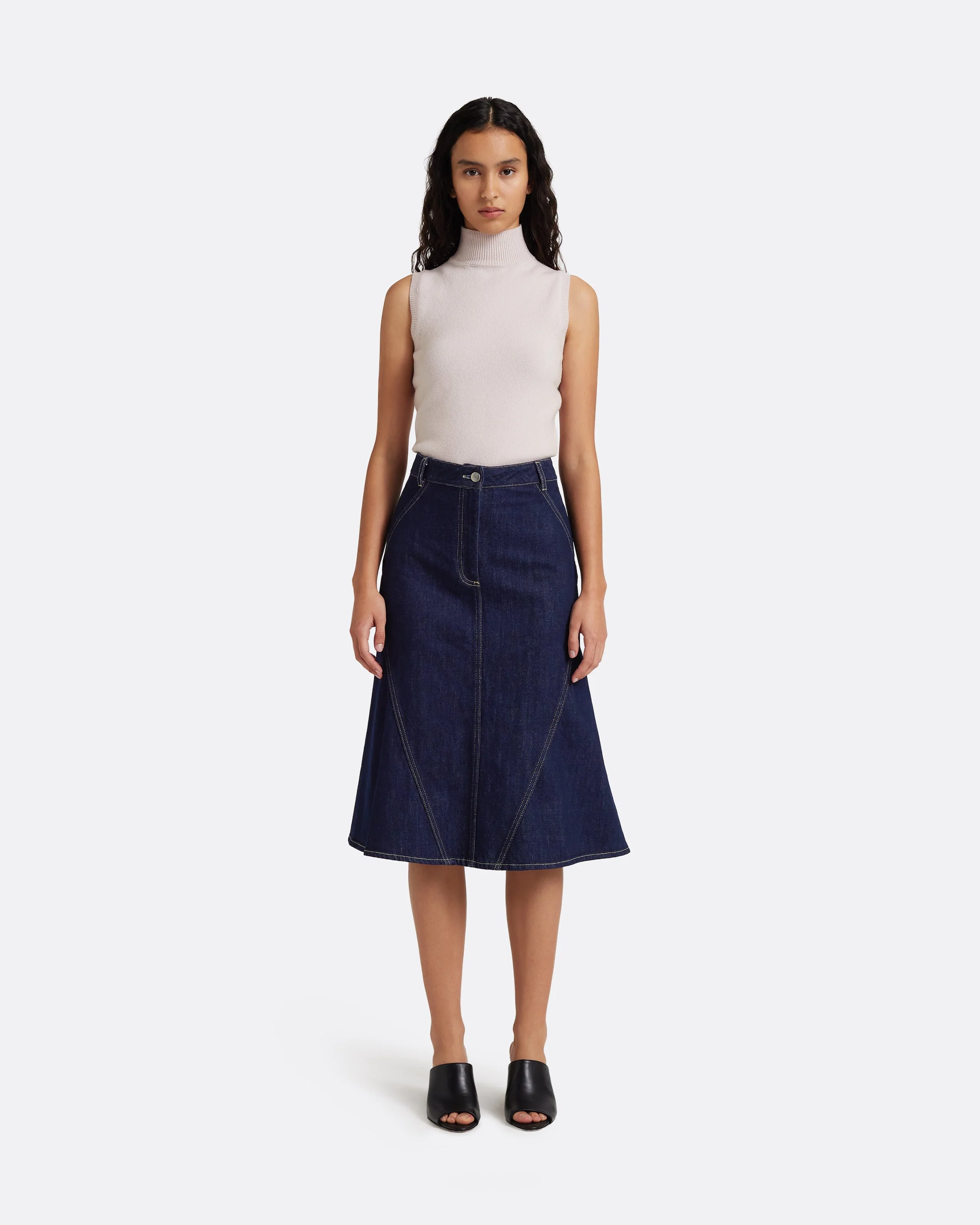 Luisella Denim Skirt in Dark Wash