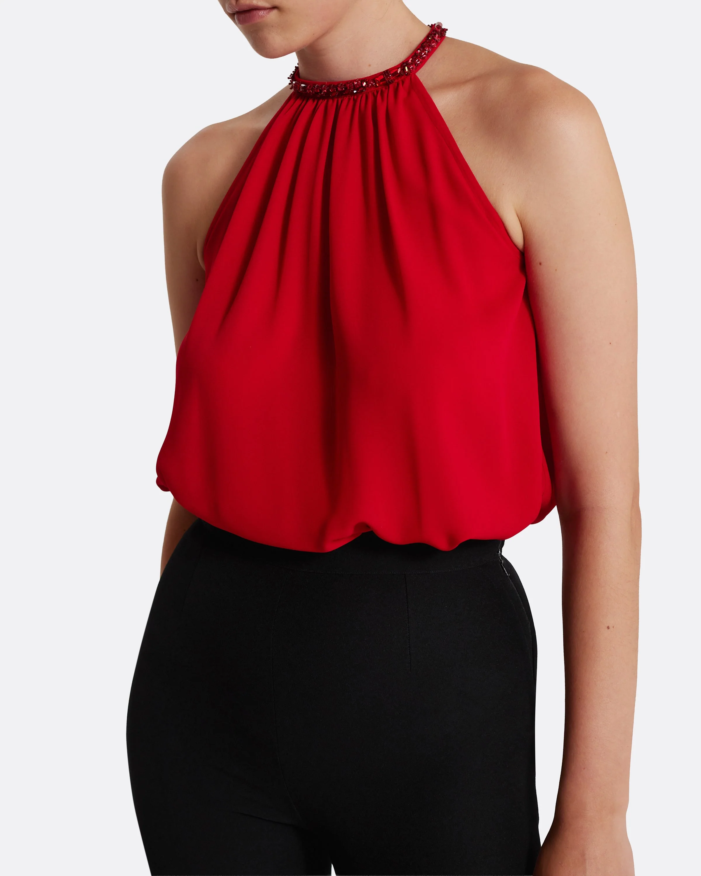 Lunetta Top in Azalea Red with Multi-reds - Image 12