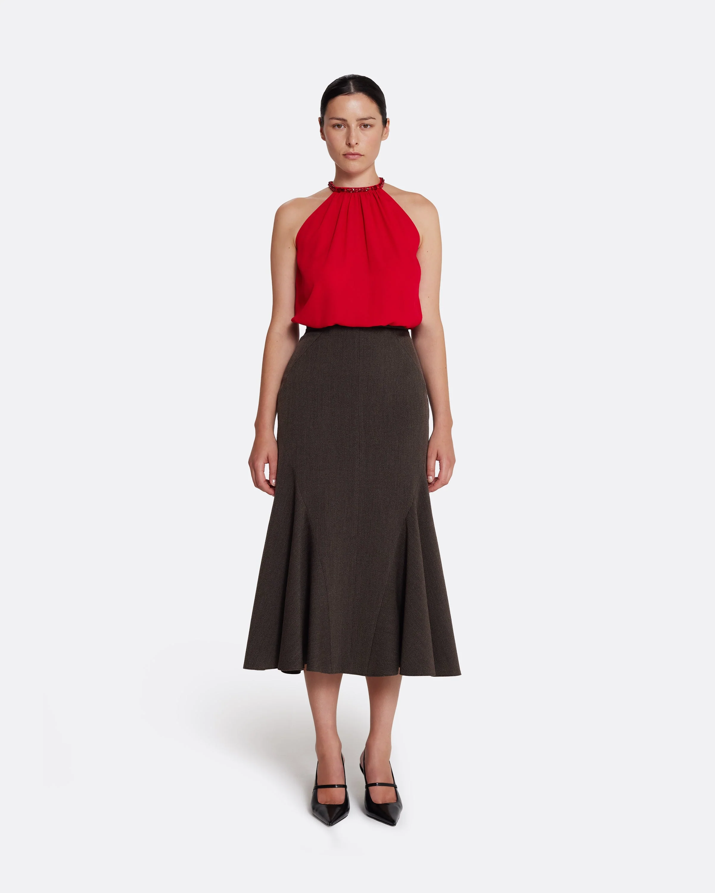 Lunetta Top in Azalea Red with Multi-reds - Image 14