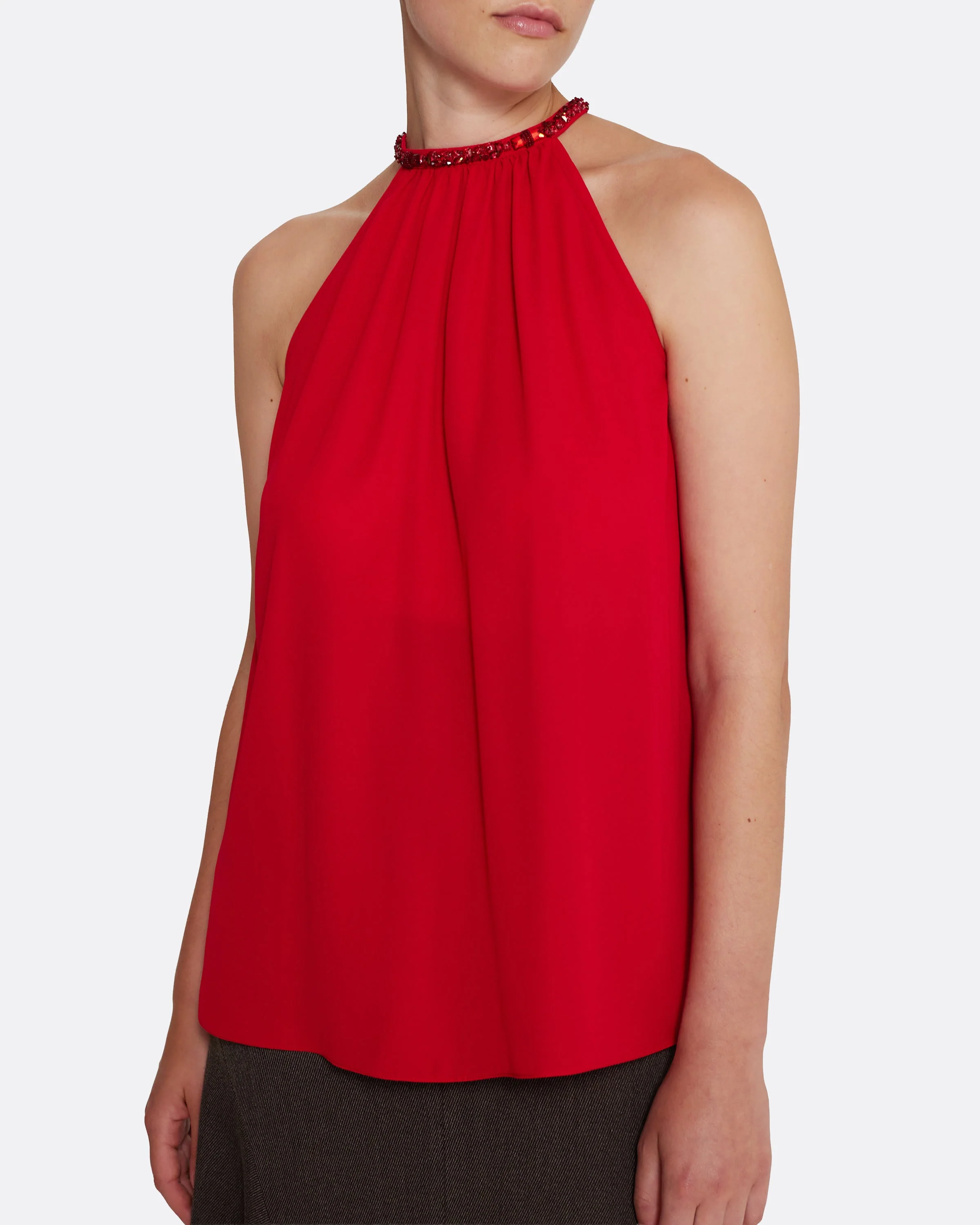Lunetta Top in Azalea Red with Multi-reds - Image 15
