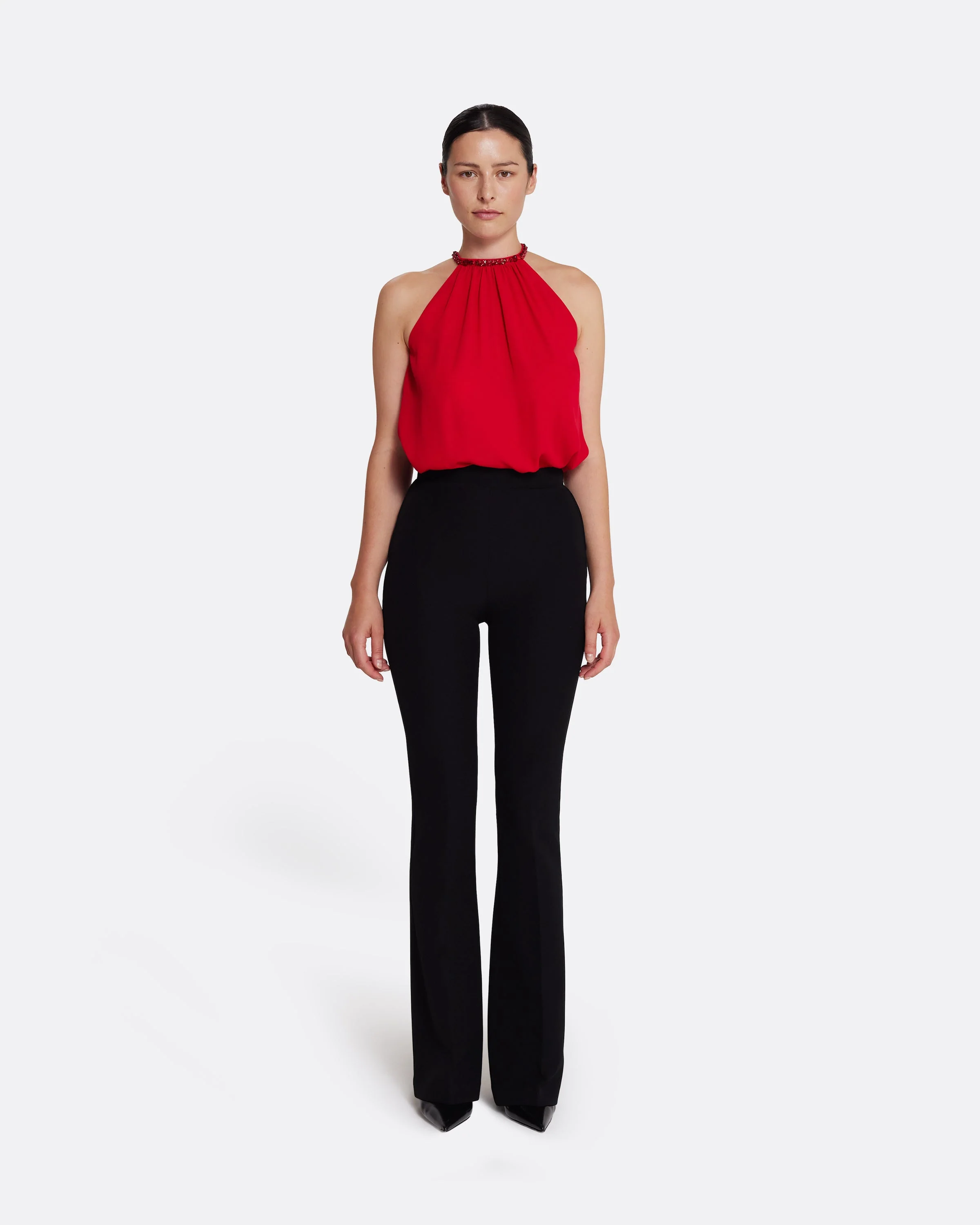 Lunetta Top in Azalea Red with Multi-reds - Image 2