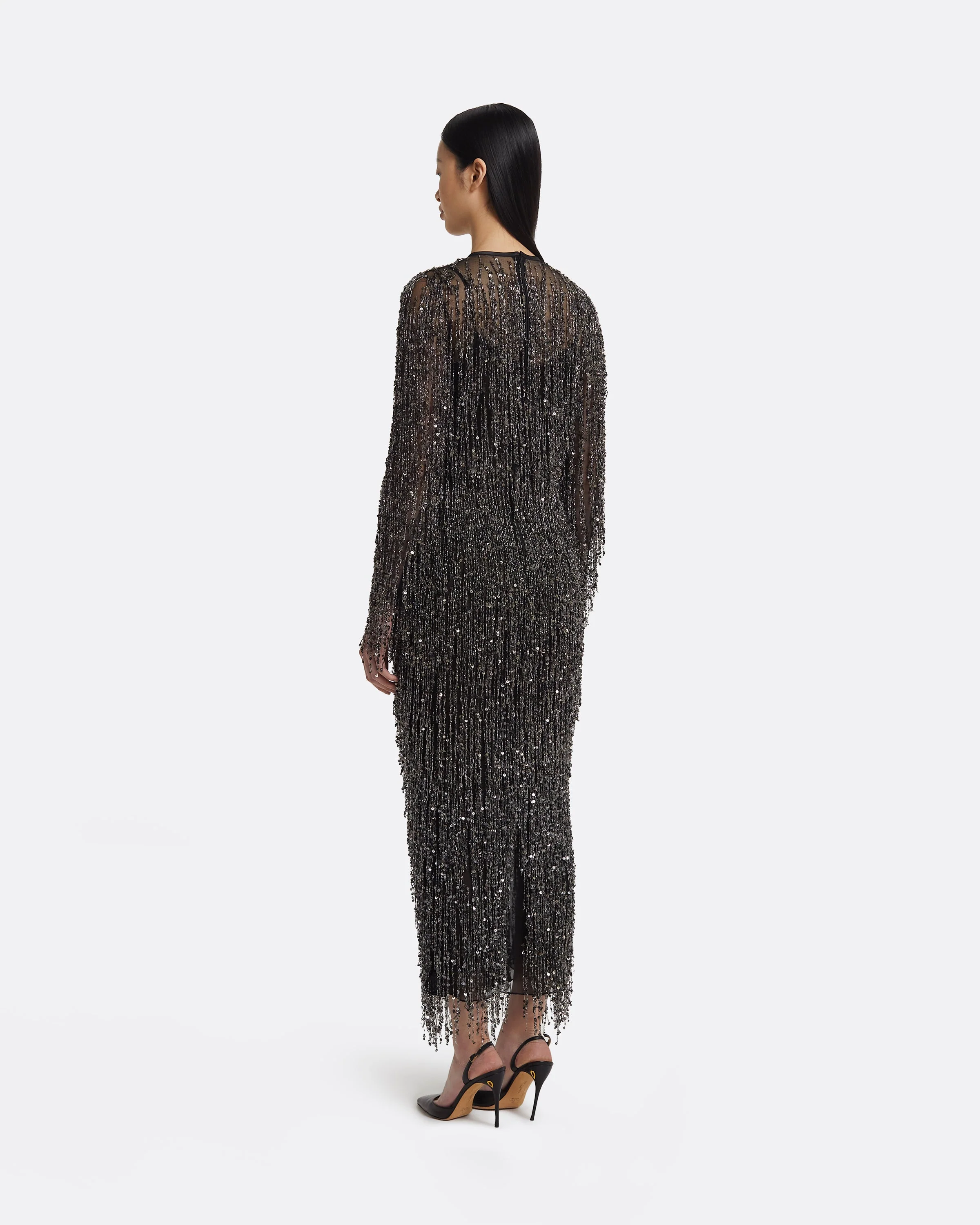 Lyran Midi Dress in Black with Gunmetal - Image 2