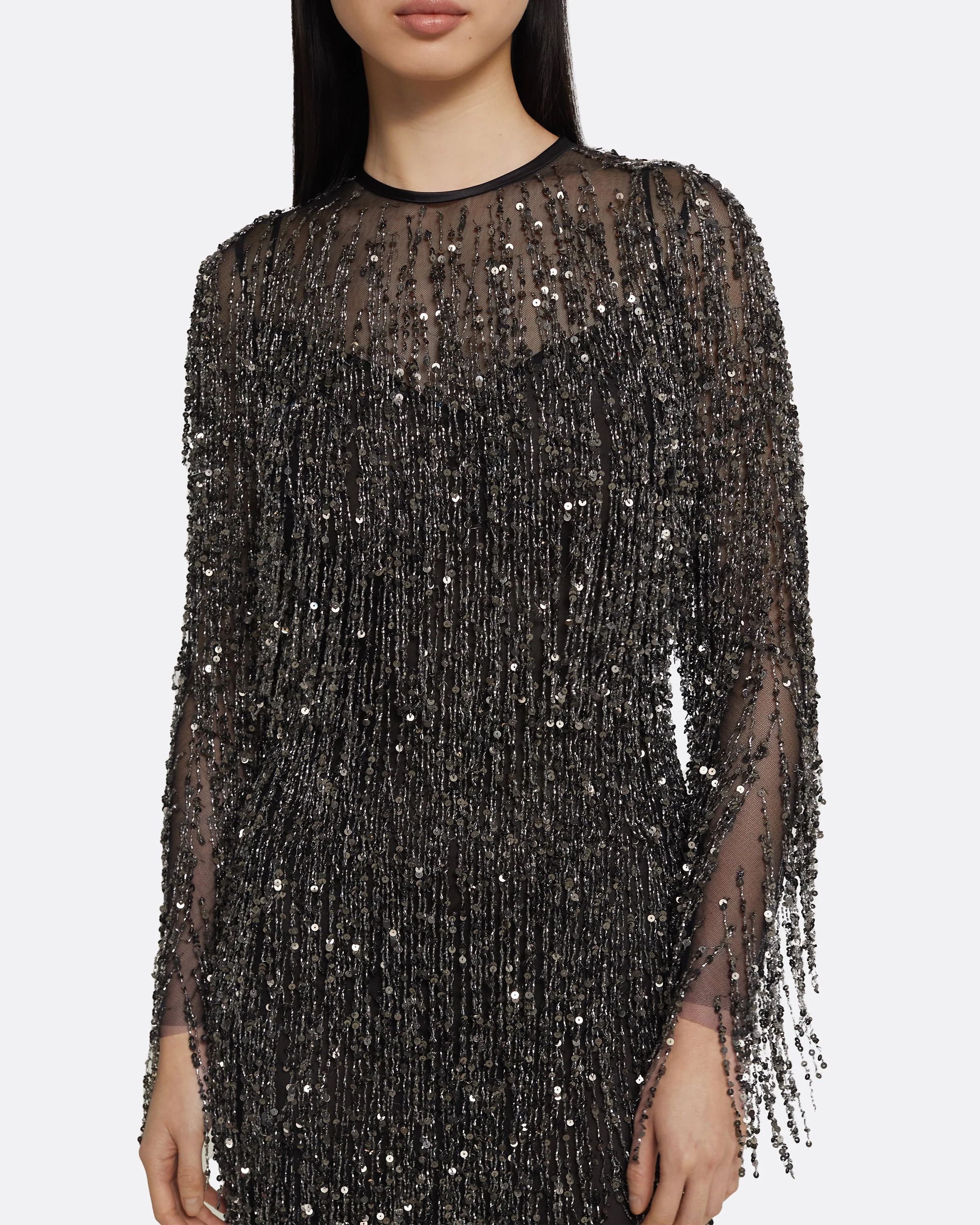 Lyran Midi Dress in Black with Gunmetal - Image 8