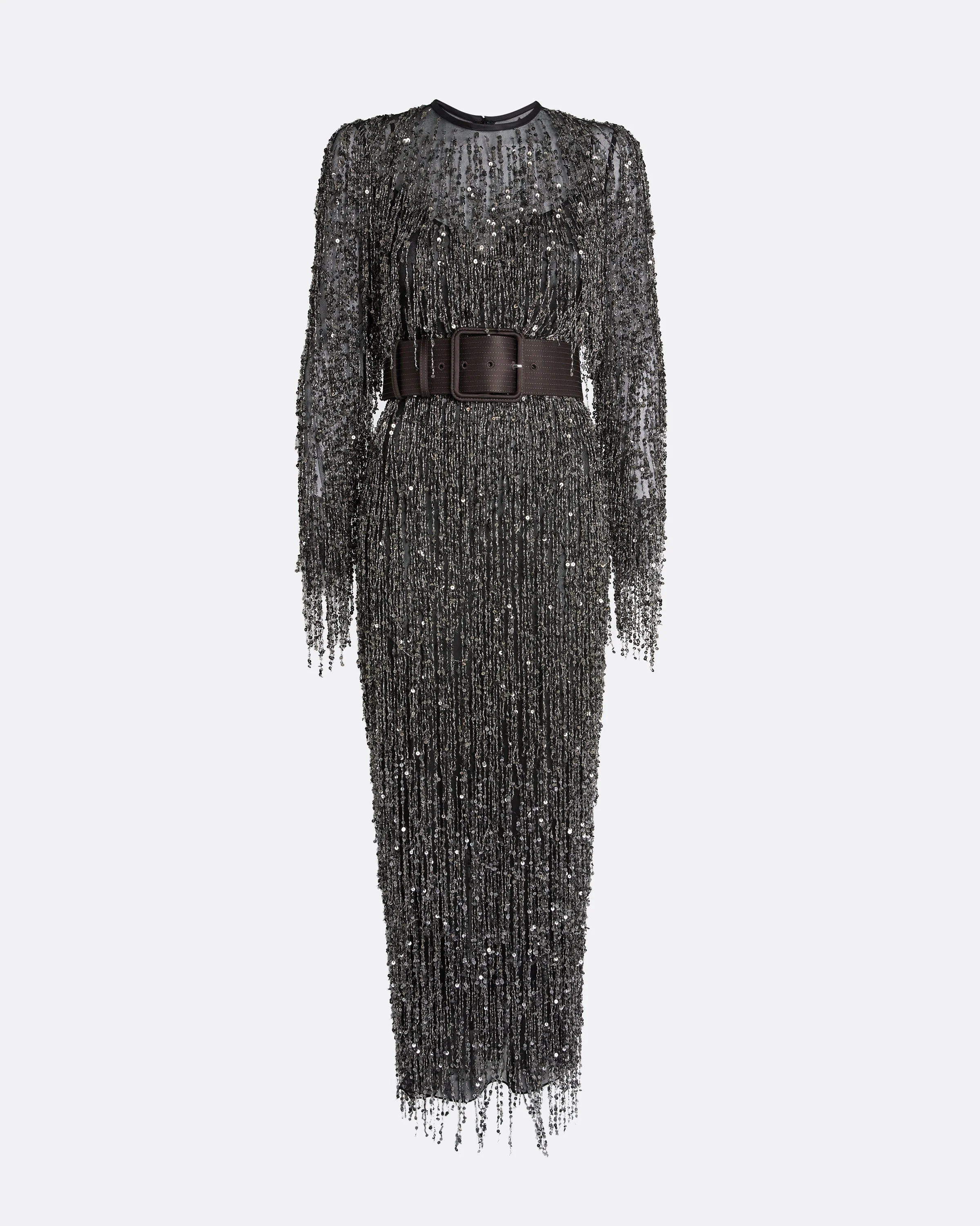 Lyran Midi Dress in Peat Brown on Black with Gunmetal - Image 5