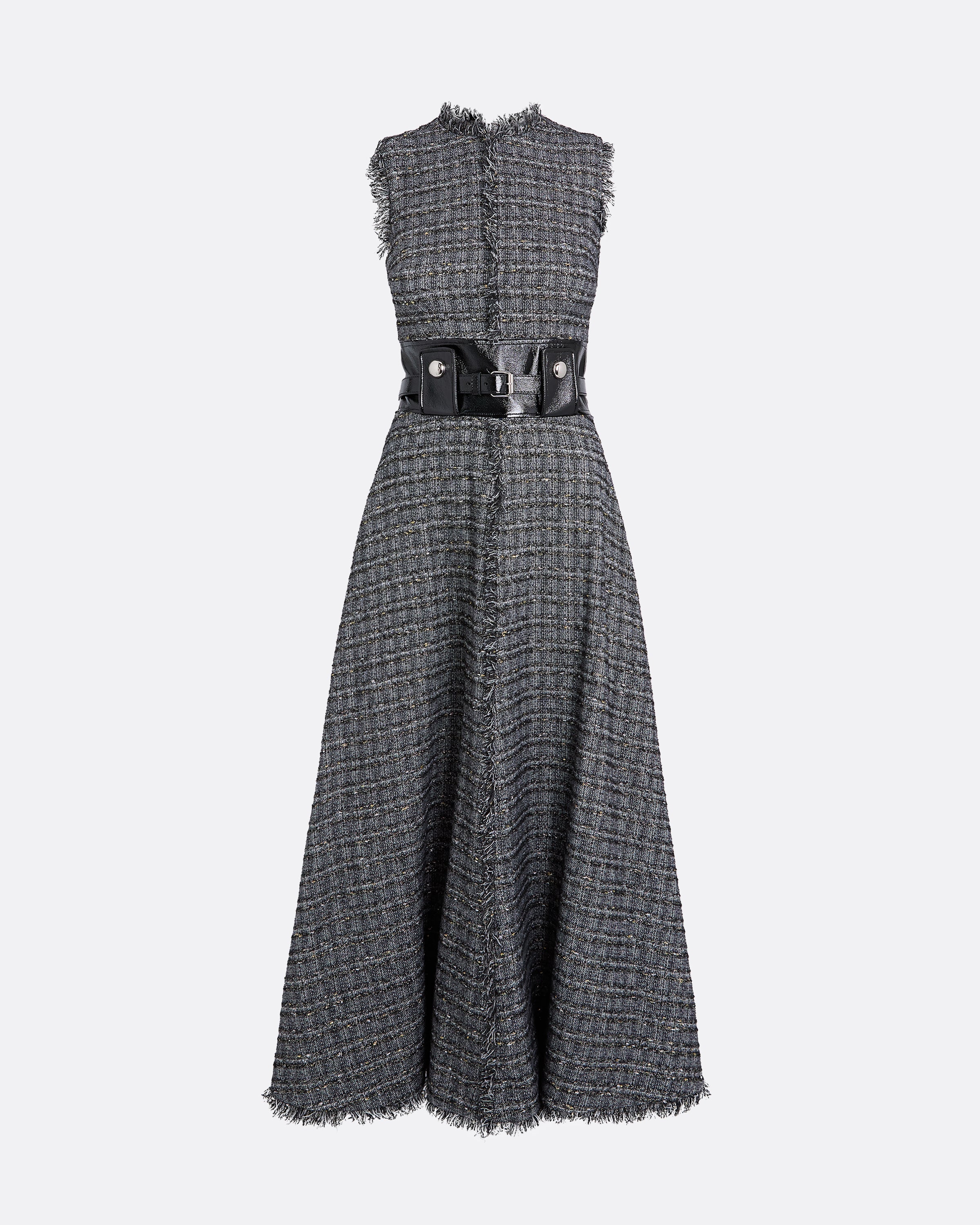 Maeva Metalllic Greyscale Midi Dress - Image 12