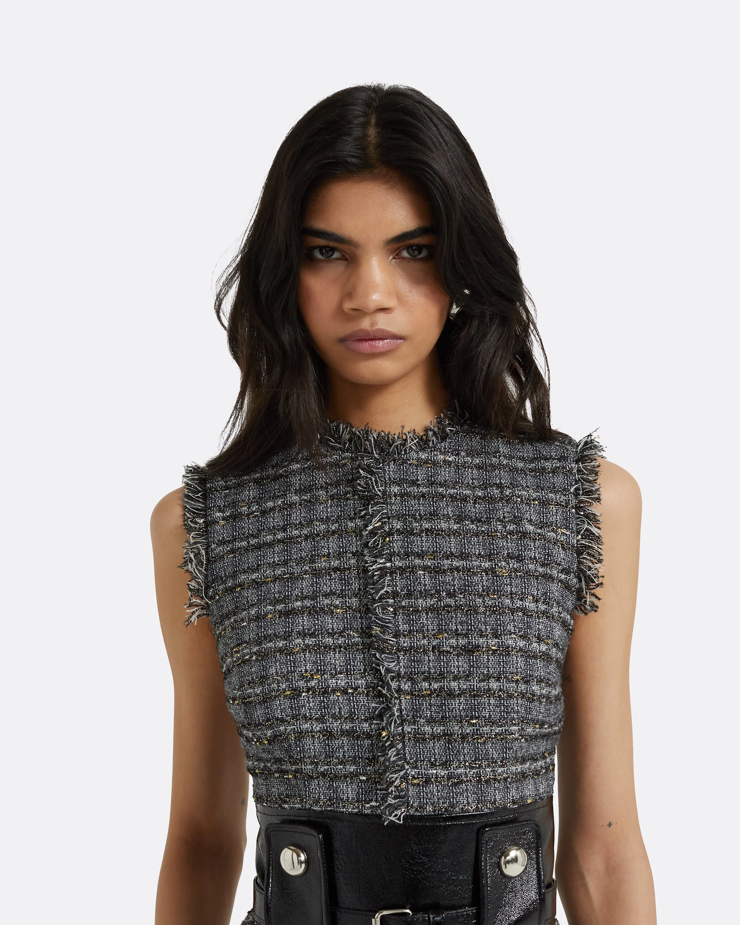 Maeva Metalllic Greyscale Midi Dress - Image 3