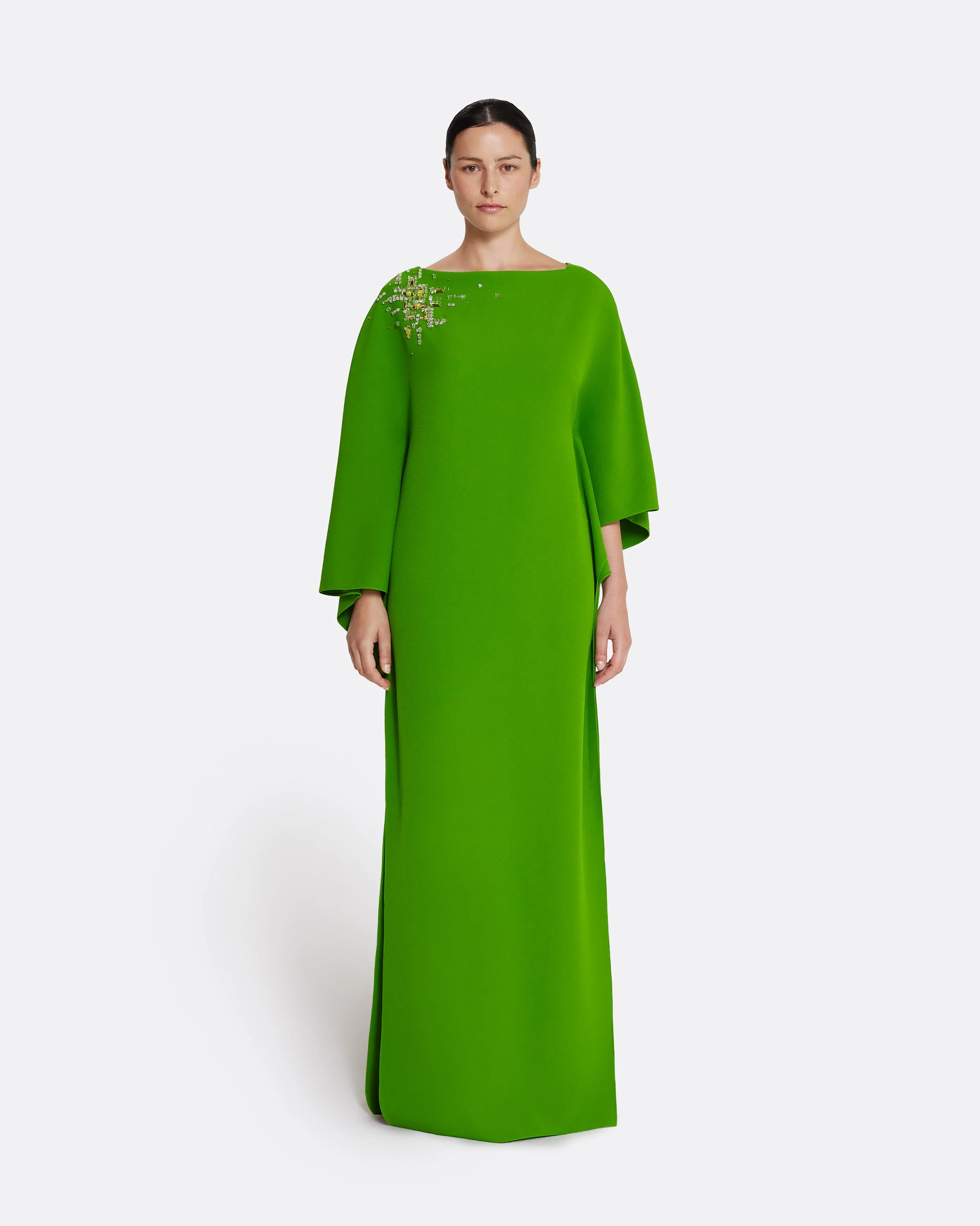Marcellina Long Dress in Verdant Green with Multi-greens - Image 6