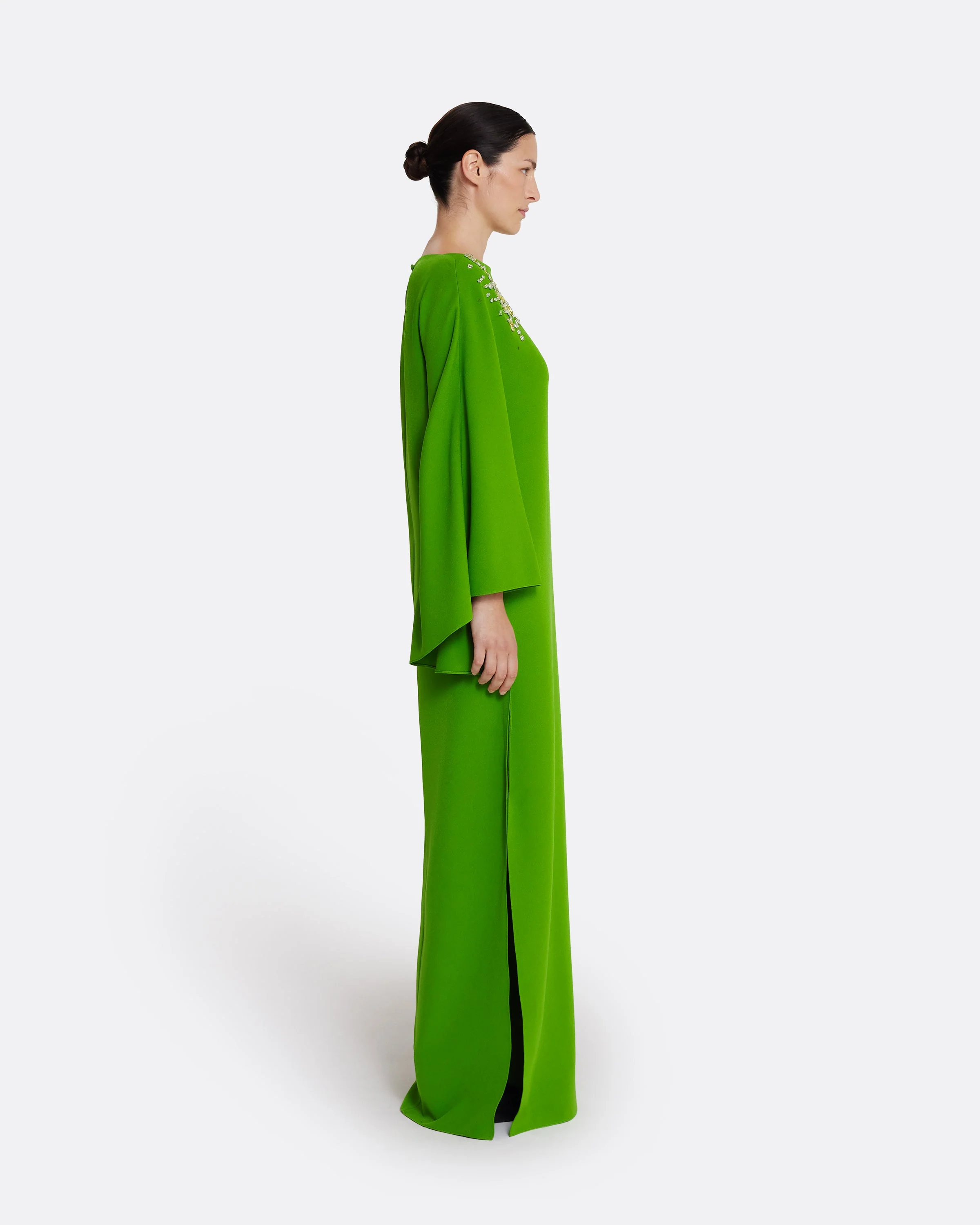 Marcellina Long Dress in Verdant Green with Multi-greens - Image 9