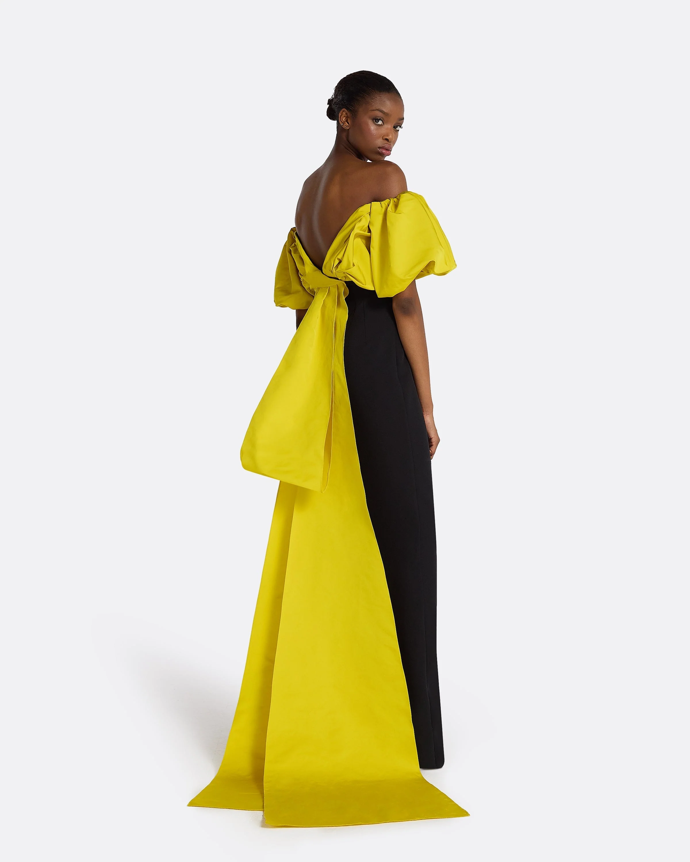 Milia Black & Chartreuse Long Dress - Image 10
