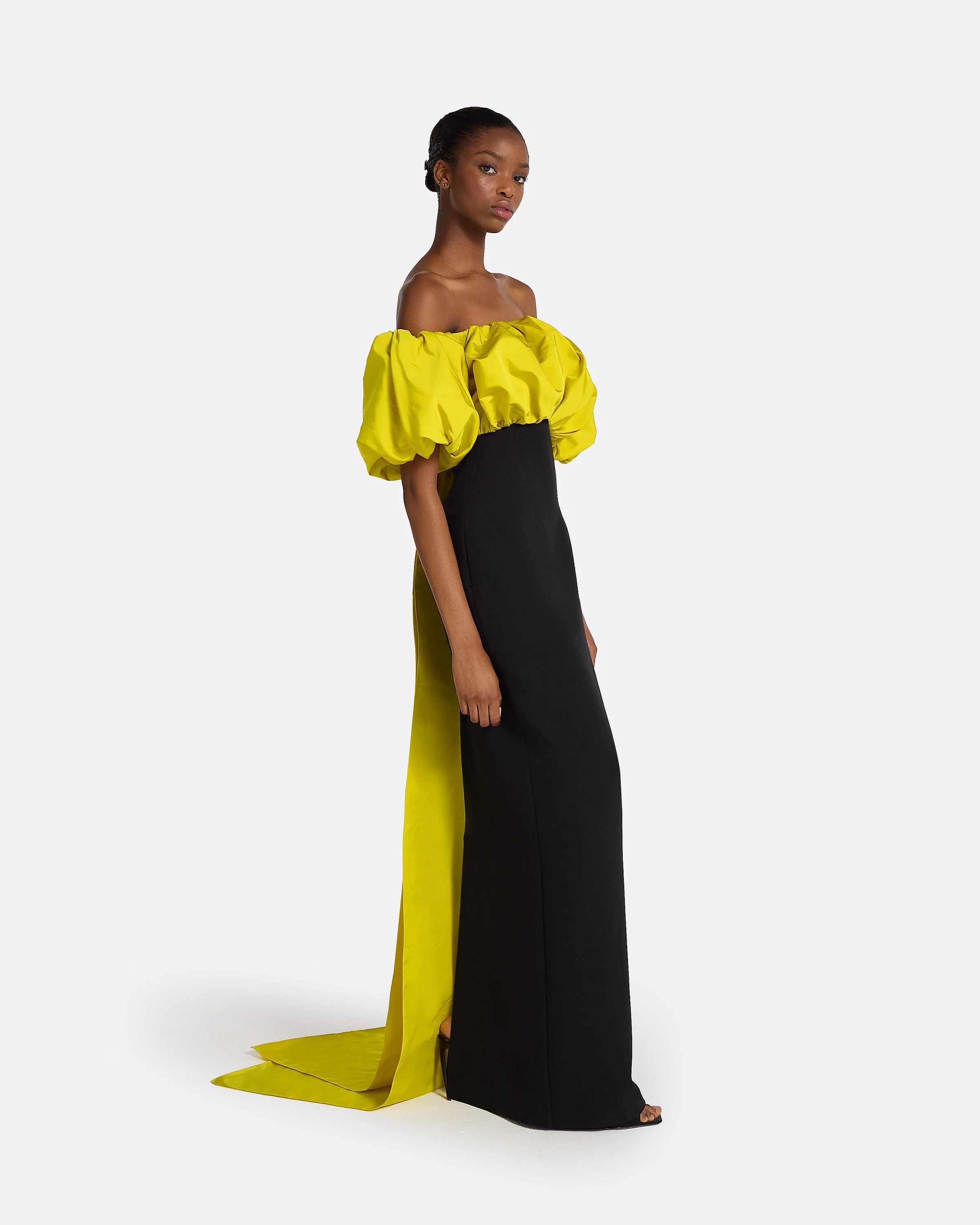 Milia Black & Chartreuse Long Dress - Image 12