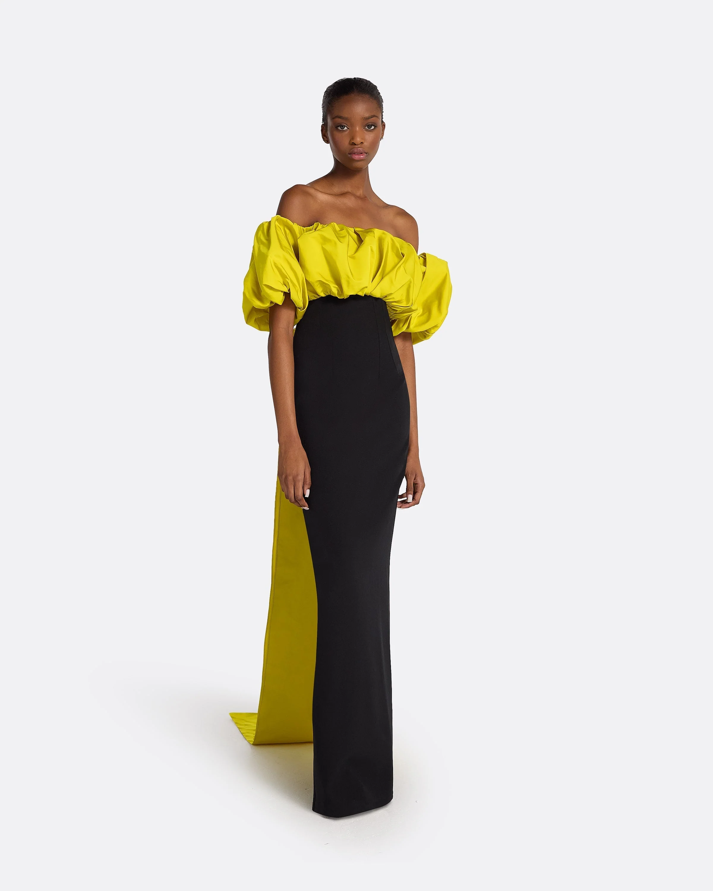 Milia Black & Chartreuse Long Dress - Image 9
