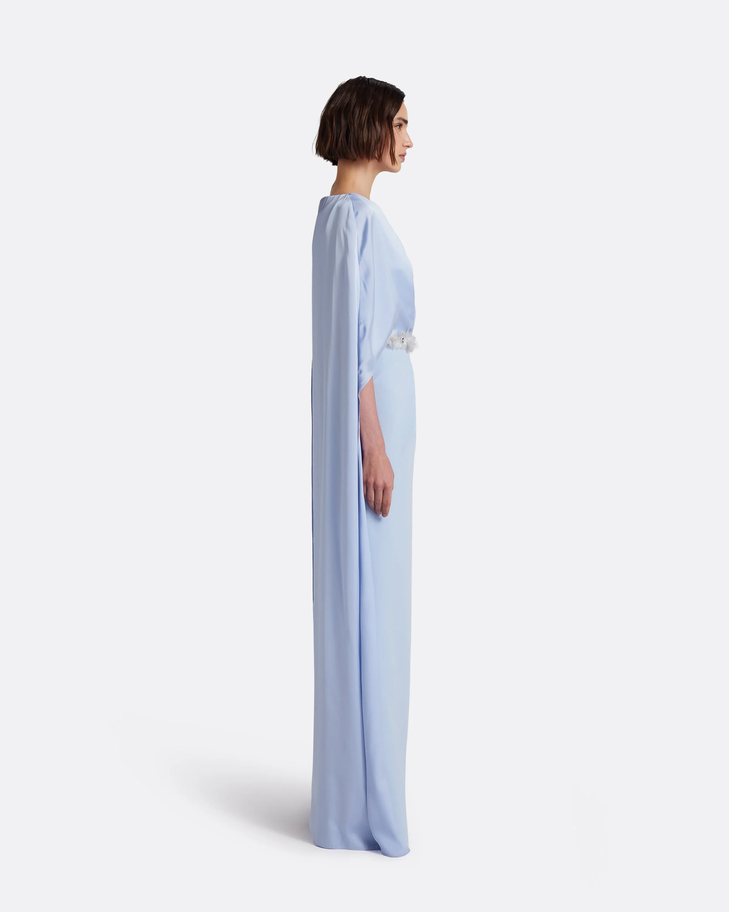 Mirabella Long Dress in Soft Sky with Embellished Belt - Image 4