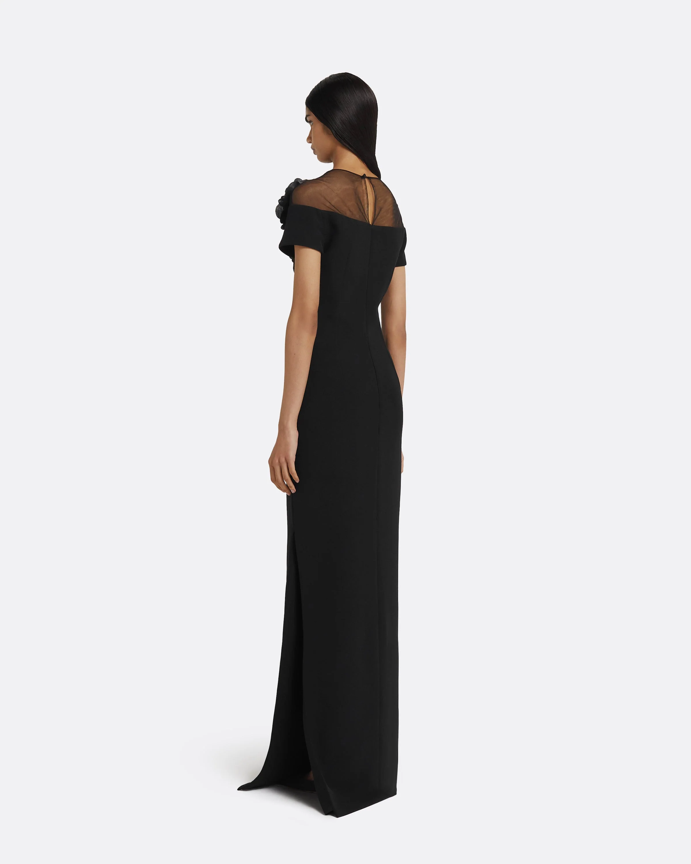 Noah Long Dress in Black with Black Embellishment - Image 2