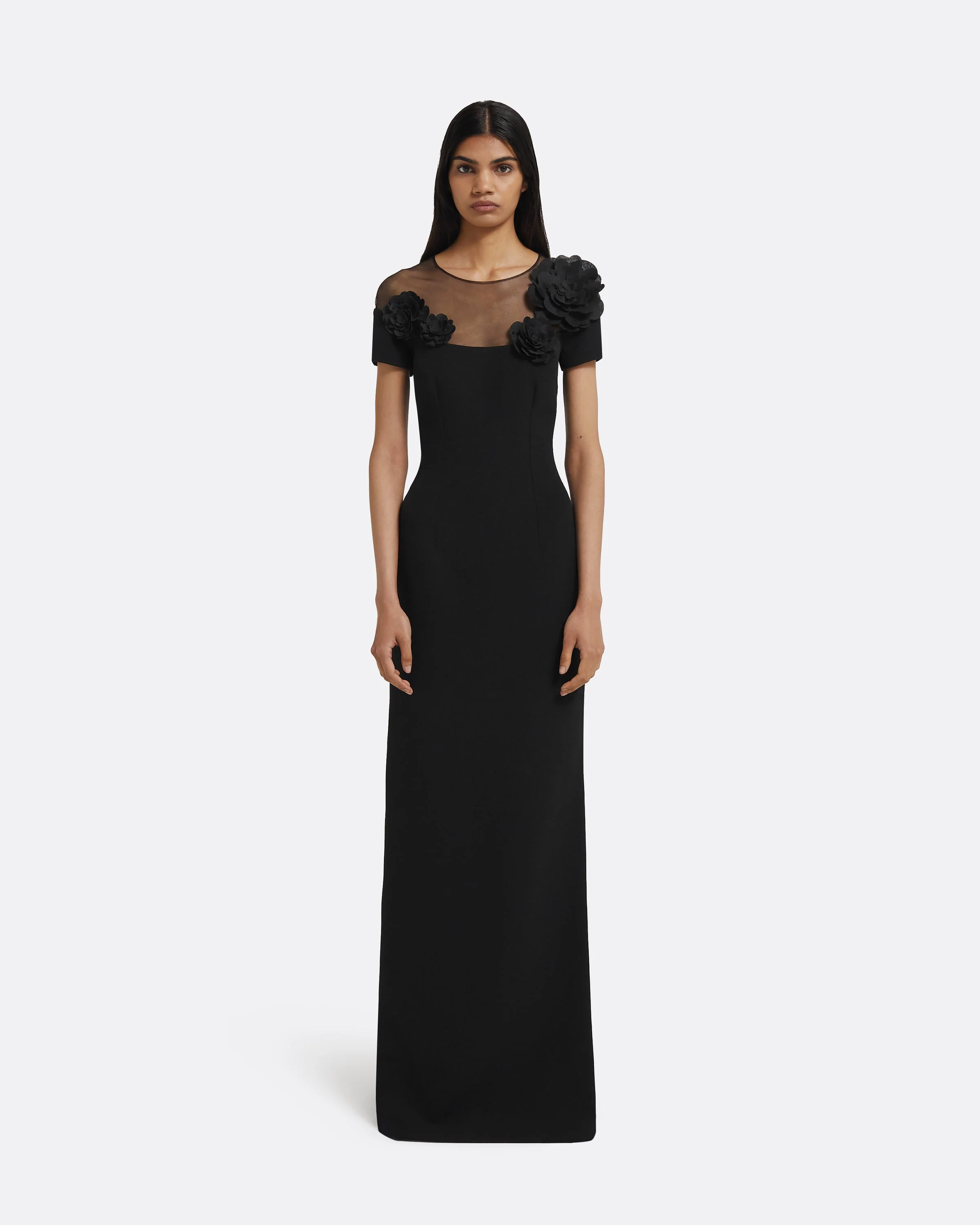 Noah Long Dress in Black with Black Embellishment - Image 6